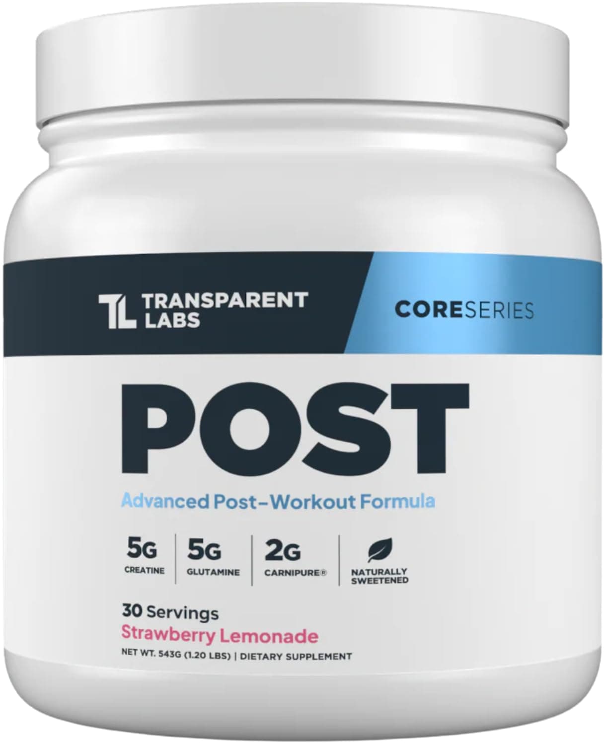 Transparent Labs Post - Post-Workout Recovery Muscle Builder with L-Glutamine, Beta-Alanine and BetaPure Betaine Anhydrous for Muscle Recovery and Muscle Building - 30 Servings, Strawberry Lemonade