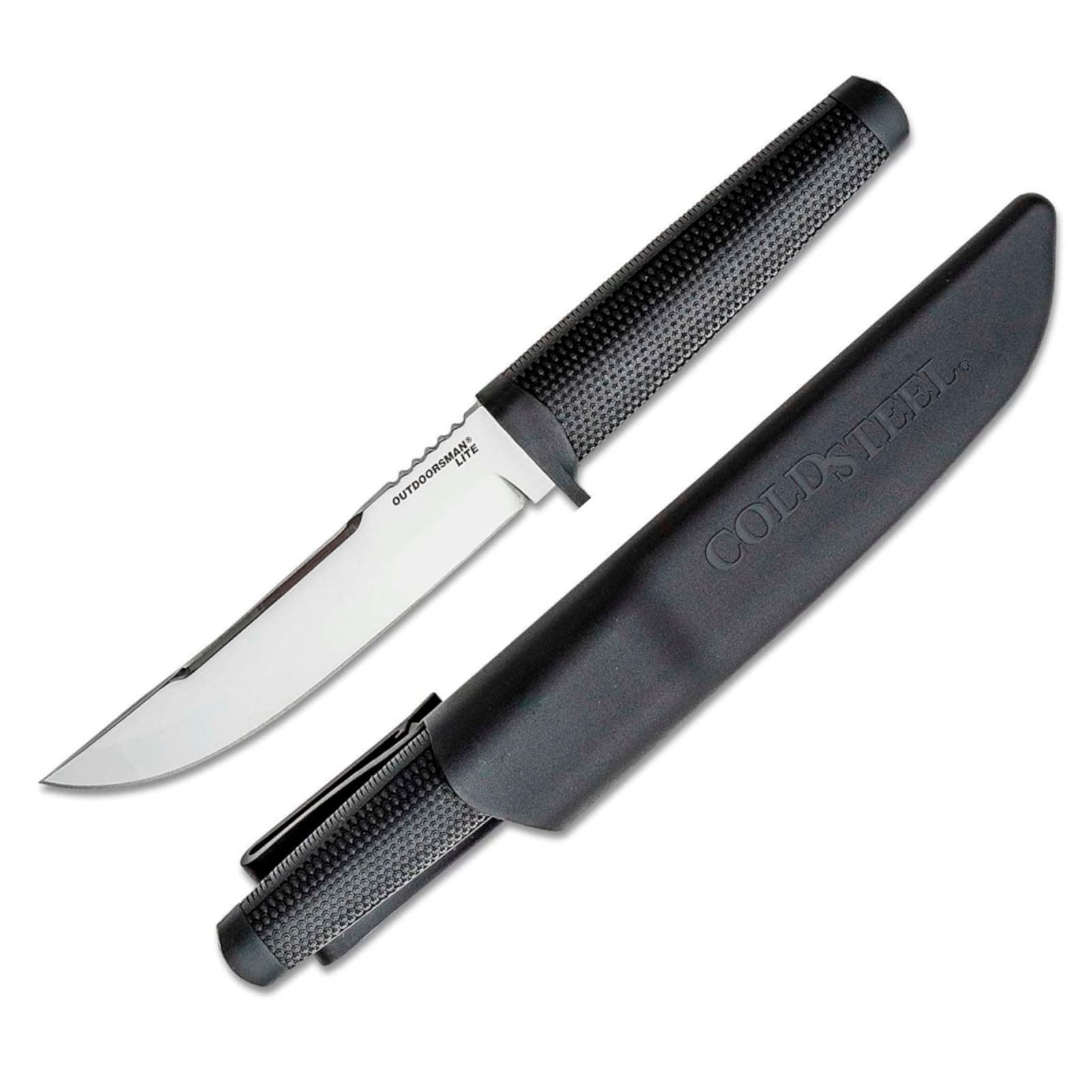 Outdoorsman Lite Durable Lightweight 4116 Stainless Steel 6" Fixed Blade Tactical Outdoor Hunting Knife, Textured Kraton Handle, Hard Plastic Sheath