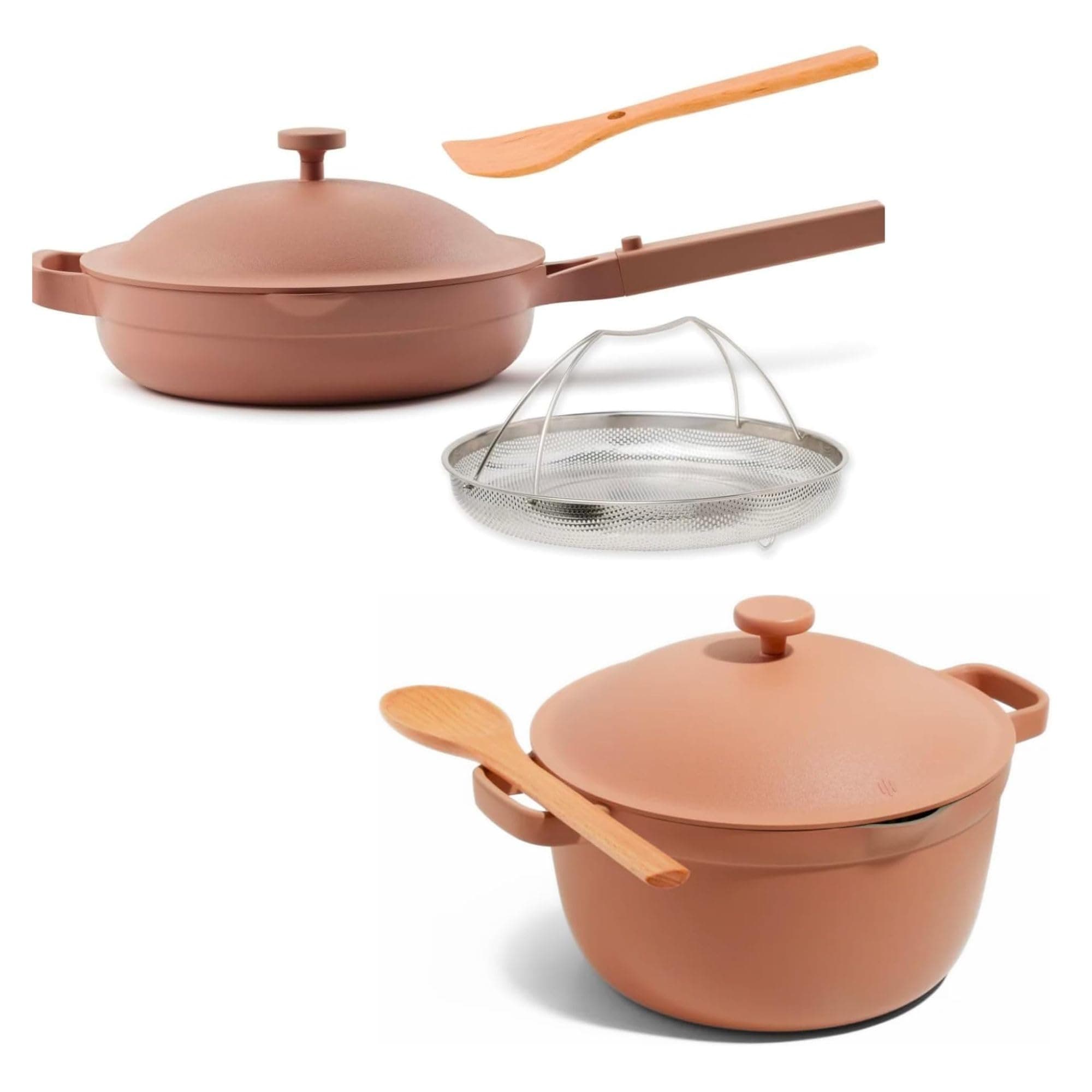 Cookware Duo | 7-Piece Ceramic Cookware Set with 10.5" Always Pan 2.0, 5.5 Qt Perfect Pot & Strainer Basket | Induction & Oven Safe up to 450°F | Nonstick, Non-Toxic Cookware | Spice