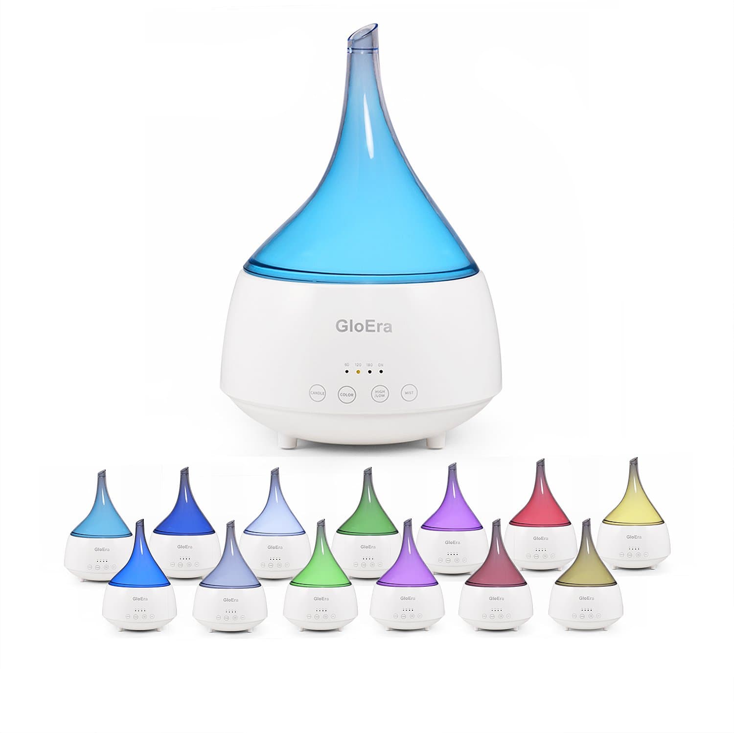 GloEra 300ml Ultrasonic Aroma Diffuser, Touch Switch Colorful LED Lights Aromatherapy Essential Oil Diffuser Cool Mist Humidifier Air Purifier for Home Yoga Office Spa Bedroom Baby Room