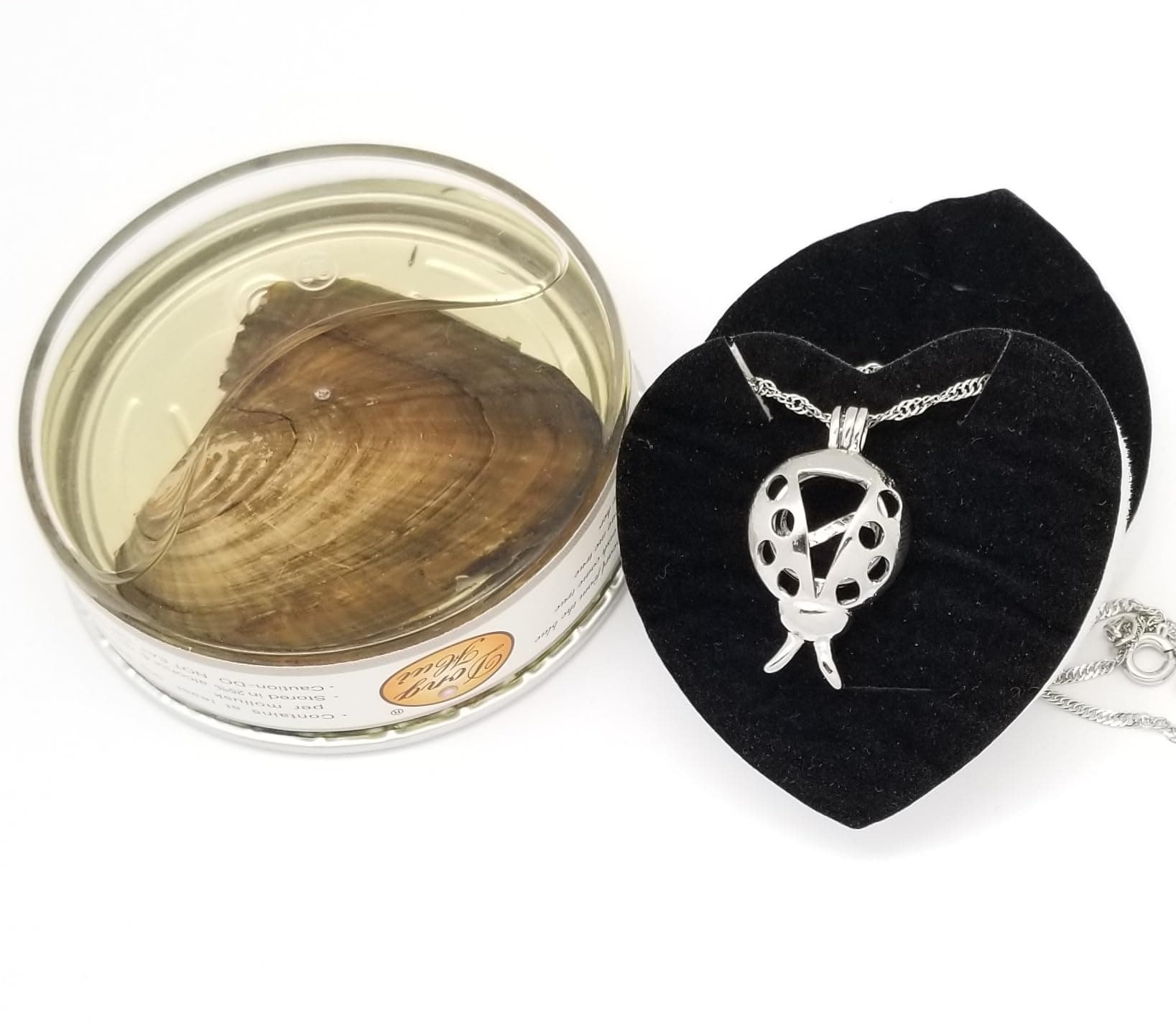 Love Pearl Lady Bug Necklace