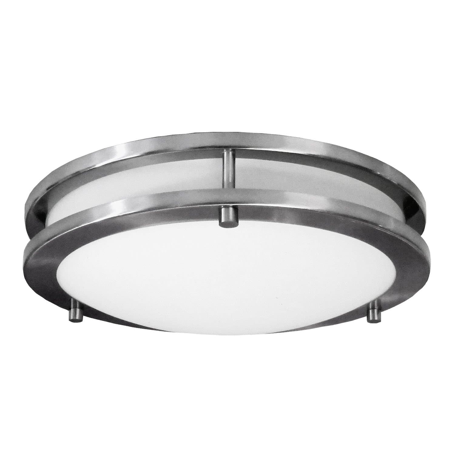 HomeSelects 6100 Saturn Surface Mount Ceiling Light, Brushed Nickel with Opal Glass Globe, 12"L x 12"W x 3"H