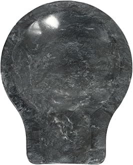 Heat Resistant Spoon Rest for Stove Top, Marble Flat Utensil Rest, Cooking Tools Holder with Non-slip Silicone Feet, Modern Farmhouse Kitchen Décor, Black, 1 Pack