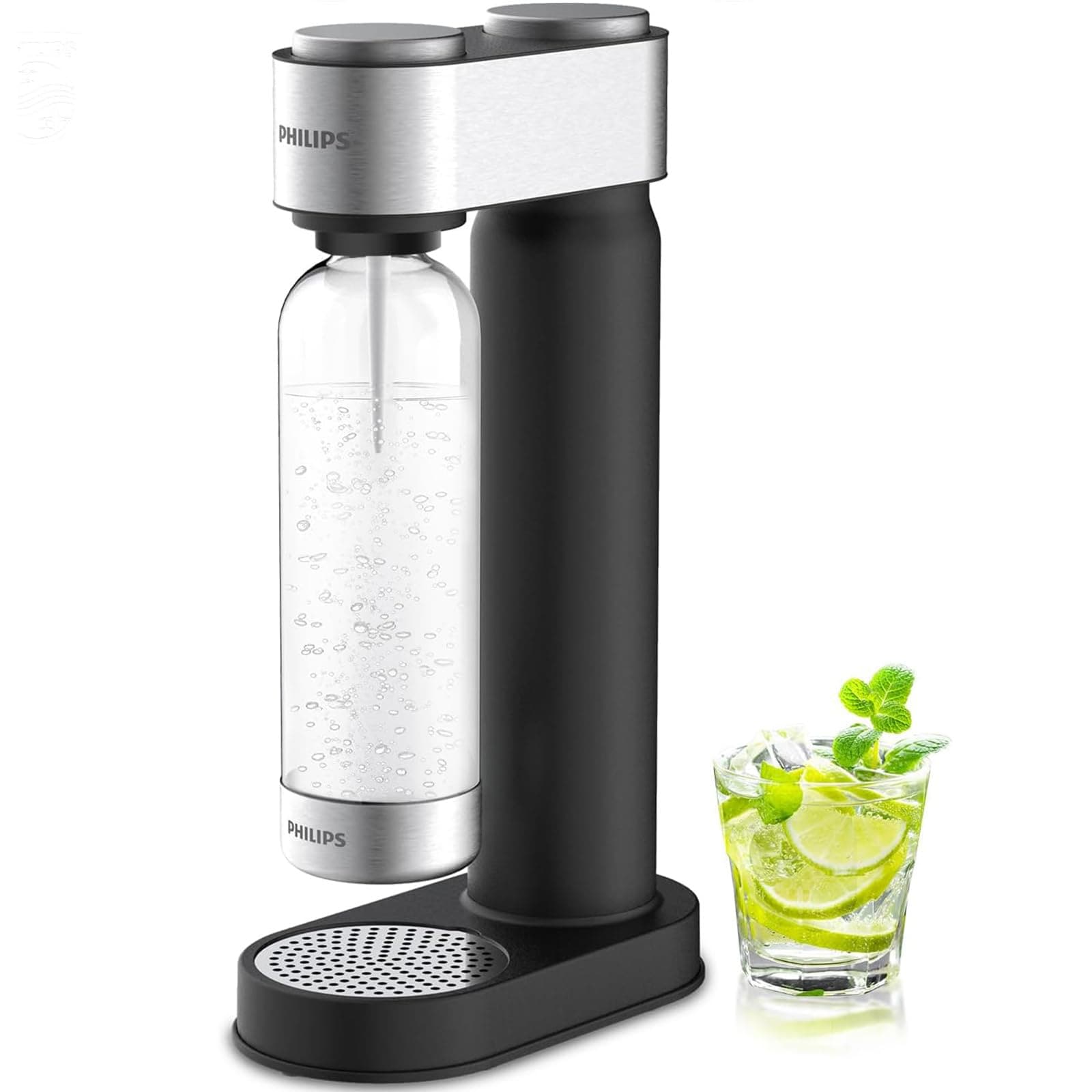 Sparkling Water Maker, Soda Streaming Machine with Quick Twist Bottle, 1L BPA free PET Carbonating Bottle, Soda Maker Compatible with 60L CO2 Carbonator (NOT Included), ADD4902BKOQ/37