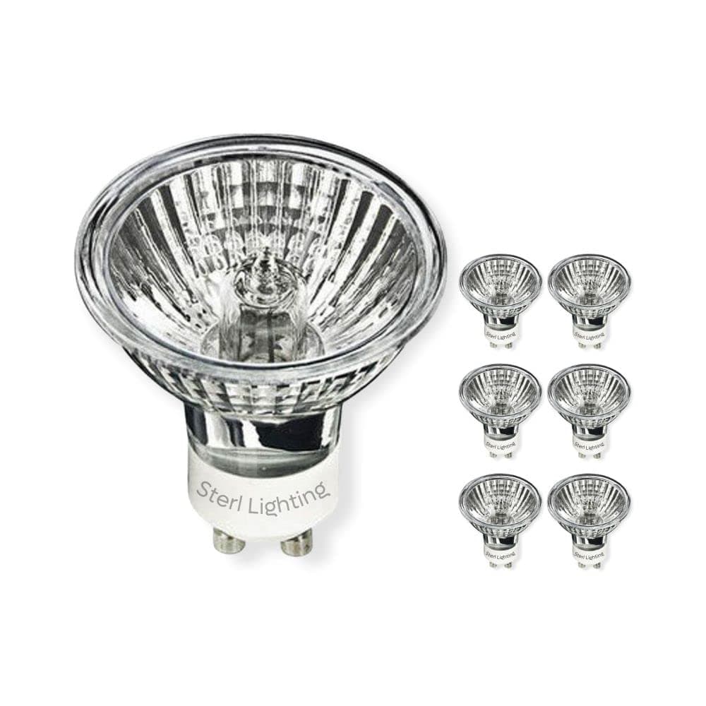 Sterl Lighting - GU10 Light Bulb 6 Pack, Halogen 120V, 20W, 220Lm, Dimmable, MR16, Clear 2700K Warm White for Track & Recessed Lighting, Scentsy Candle Warmer, Height 2.04 inch, Twist & Lock Base, NP5