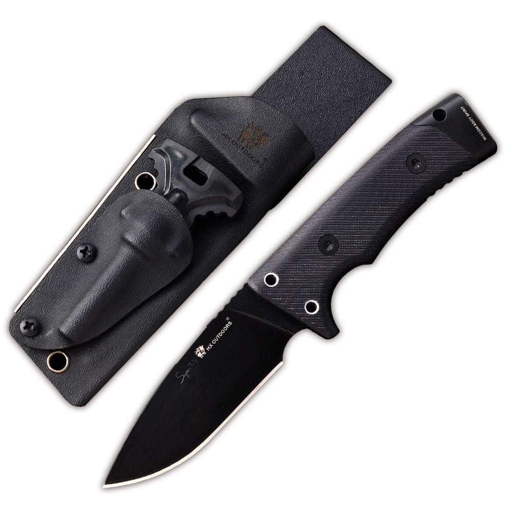 Hunting Knife,Tactical Knife Fixed Blade with Durable Sheath,D2 Survival Knife for Outdoor Camping,Fishing,Bushcraft, Multi-tool with Sharpener,Fire Starter(8.7inches)