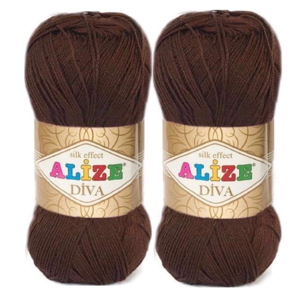 Alize 2X Diva Silky Effect Dark Brown No.26 Crochet and Knitting Yarn