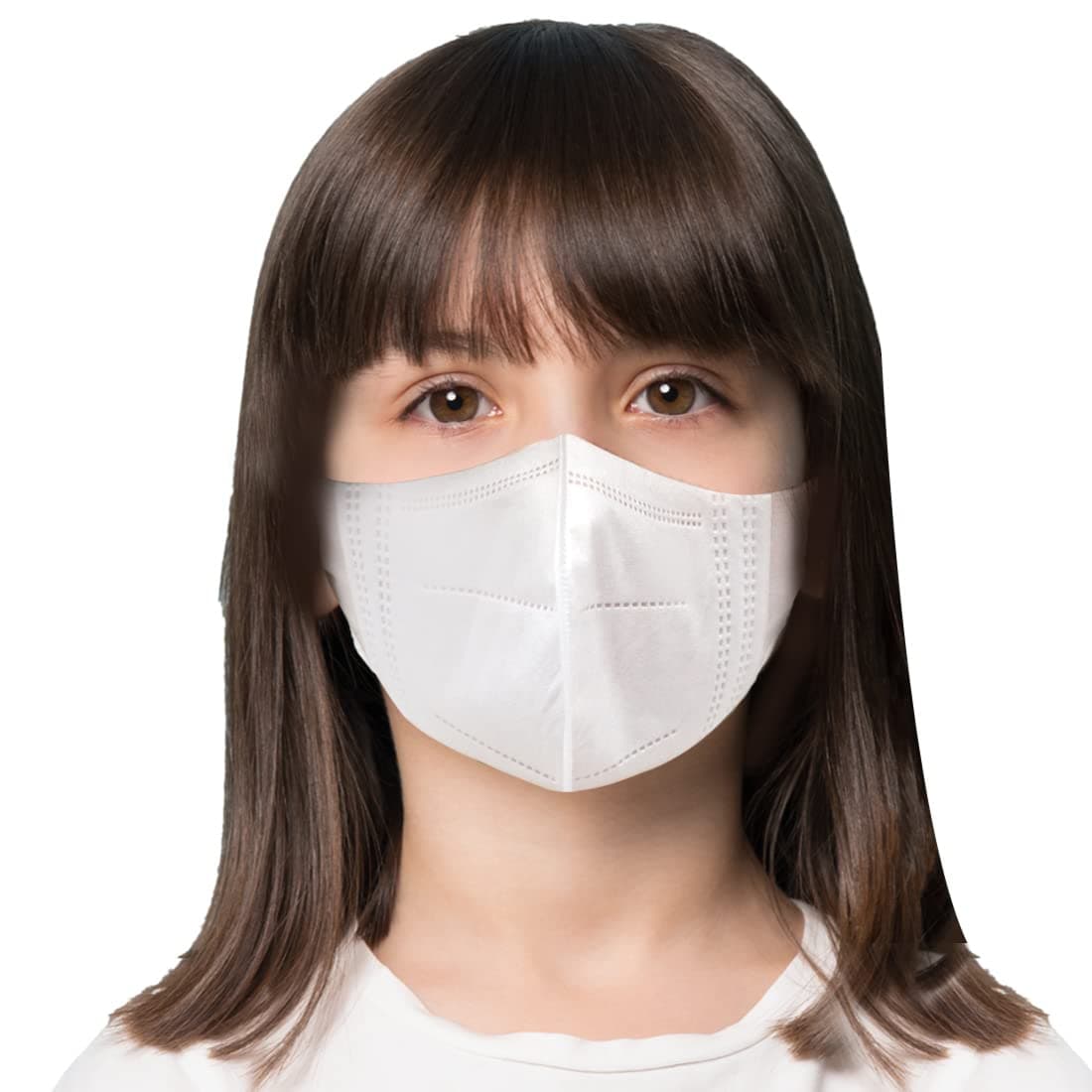 Medone Plus 3D White Solid Color Protective Face Mask For Kids (50pcs/Box) (Rich White)