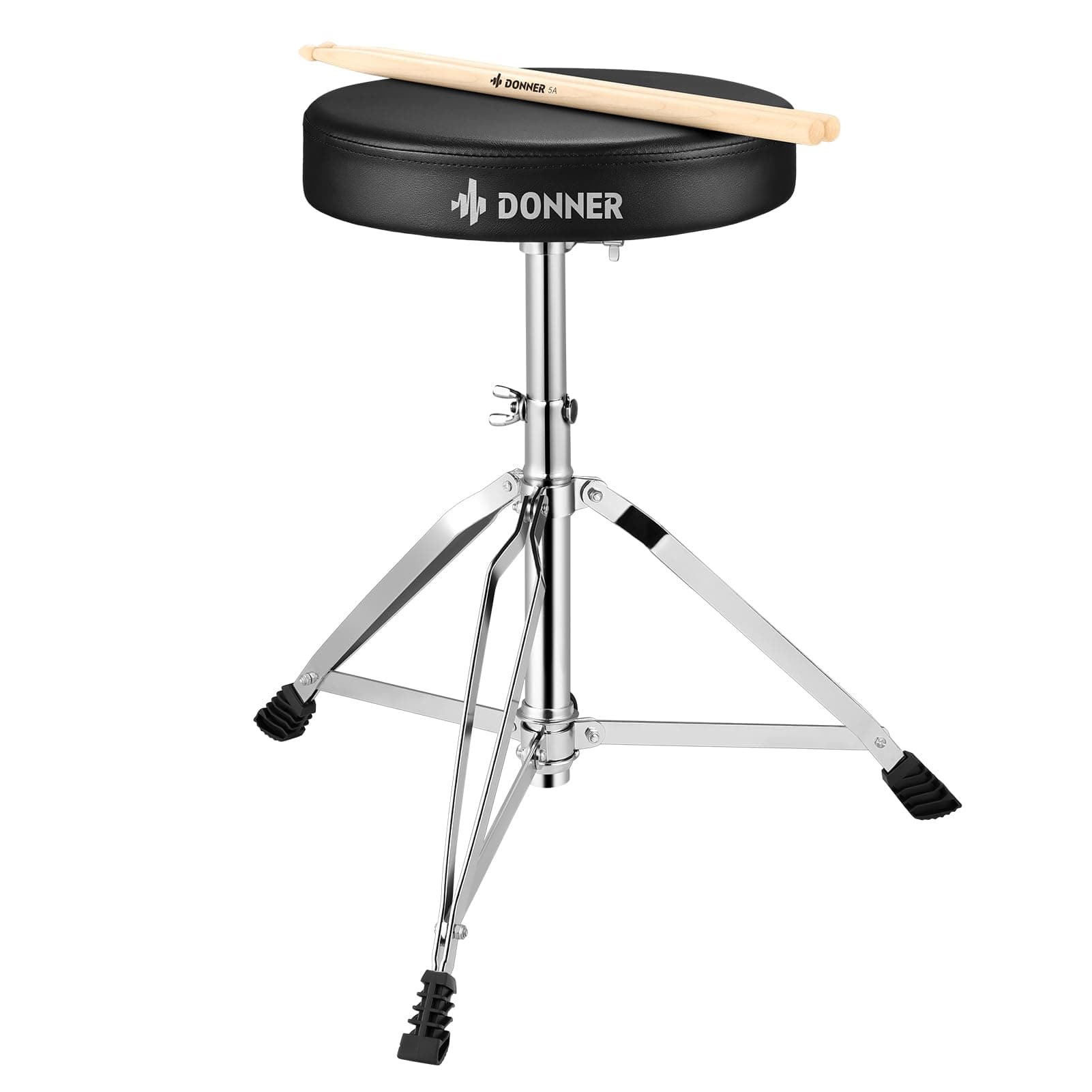 Donner Drum Throne Set, Padded Seat Height Adjustable Drum Stool for Adults, 5A Drumsticks Included, Multiple Iterations, Drummer Gifts for Men Him Teens