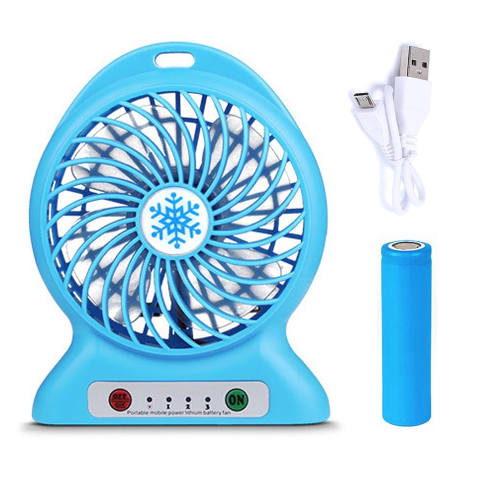 GCBTECH multifunction portable mini table Fan USB Rechargeable Battery, Powerbank and LED flashlight, Cooling desk Personal Fan for Home, Office, Outdoor and Travel (Desktop, Blue)
