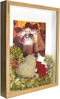 BD ART Shadow Box 3D 11x14 Inch, Display Box Photo Frames, Rustic Oak, Picture Frame with Wall and Tabletop for 8x10 inch Photo, for Crafts, Photos, Souvenir, Baby Items, dried Flowers, Medals