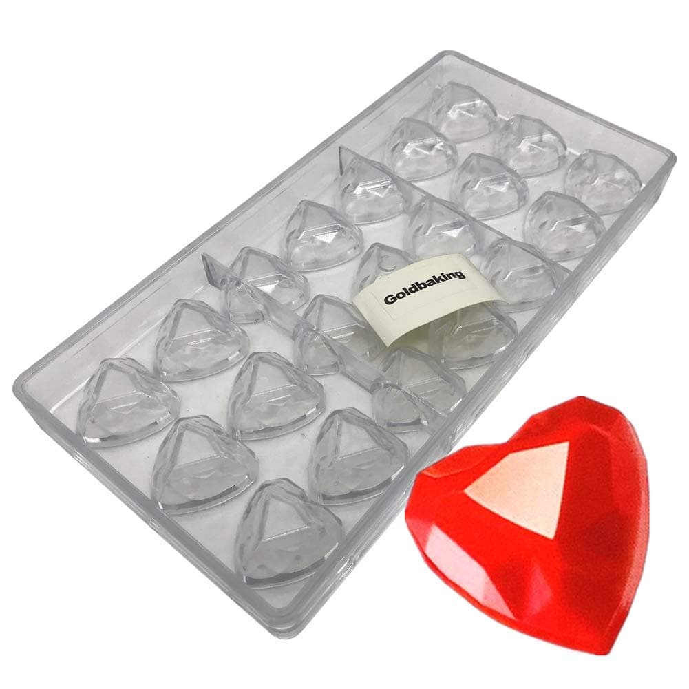 Goldbaking Diamond Heart Chocolate Mold Poly-carbonate Chocolate Mould Candy Tray