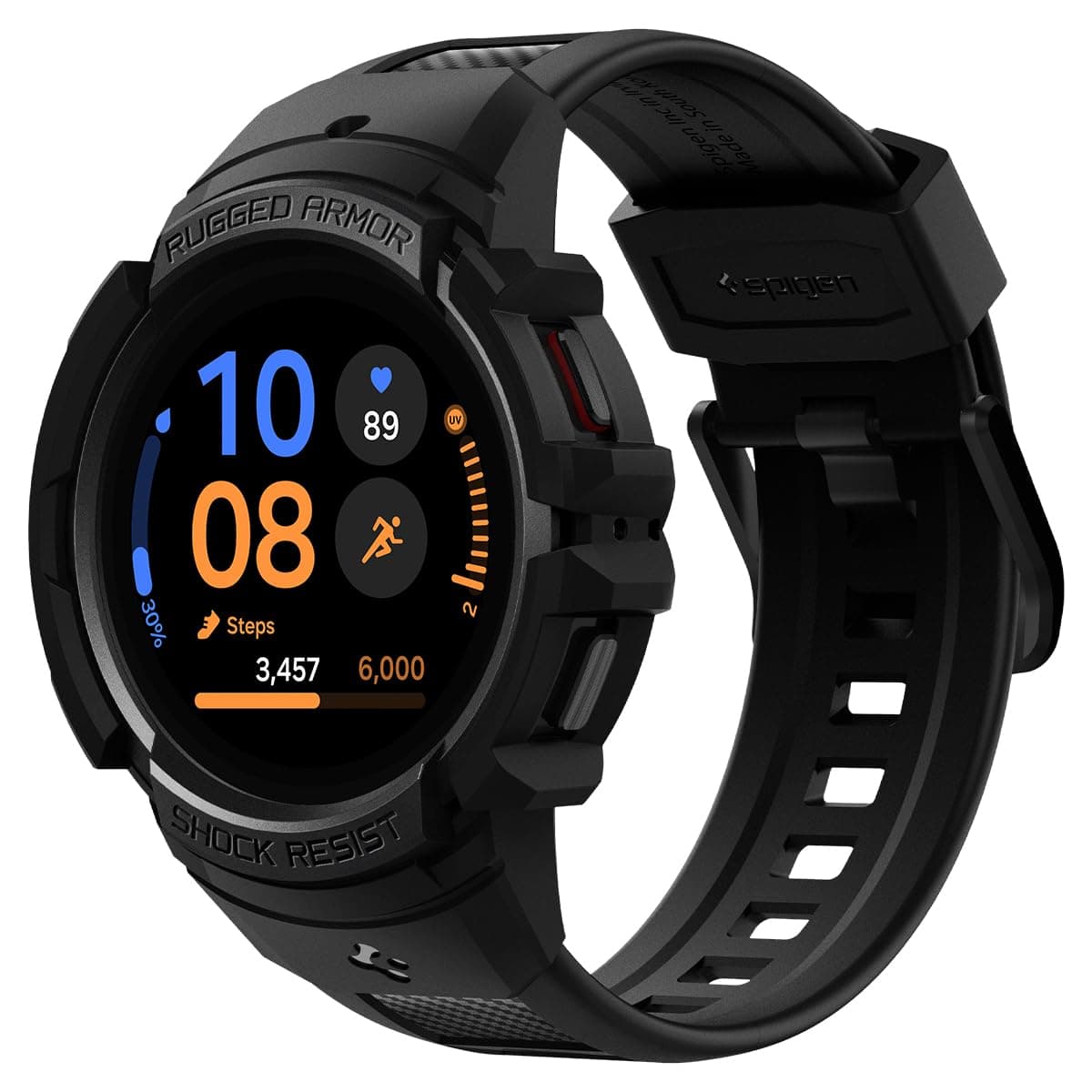 Spigen Rugged Armor Pro Case with built in Strap Compatible with Samsung Galaxy Watch FE (2024), Galaxy Watch 5 40mm (2022), Galaxy Watch 4 40mm (2021)