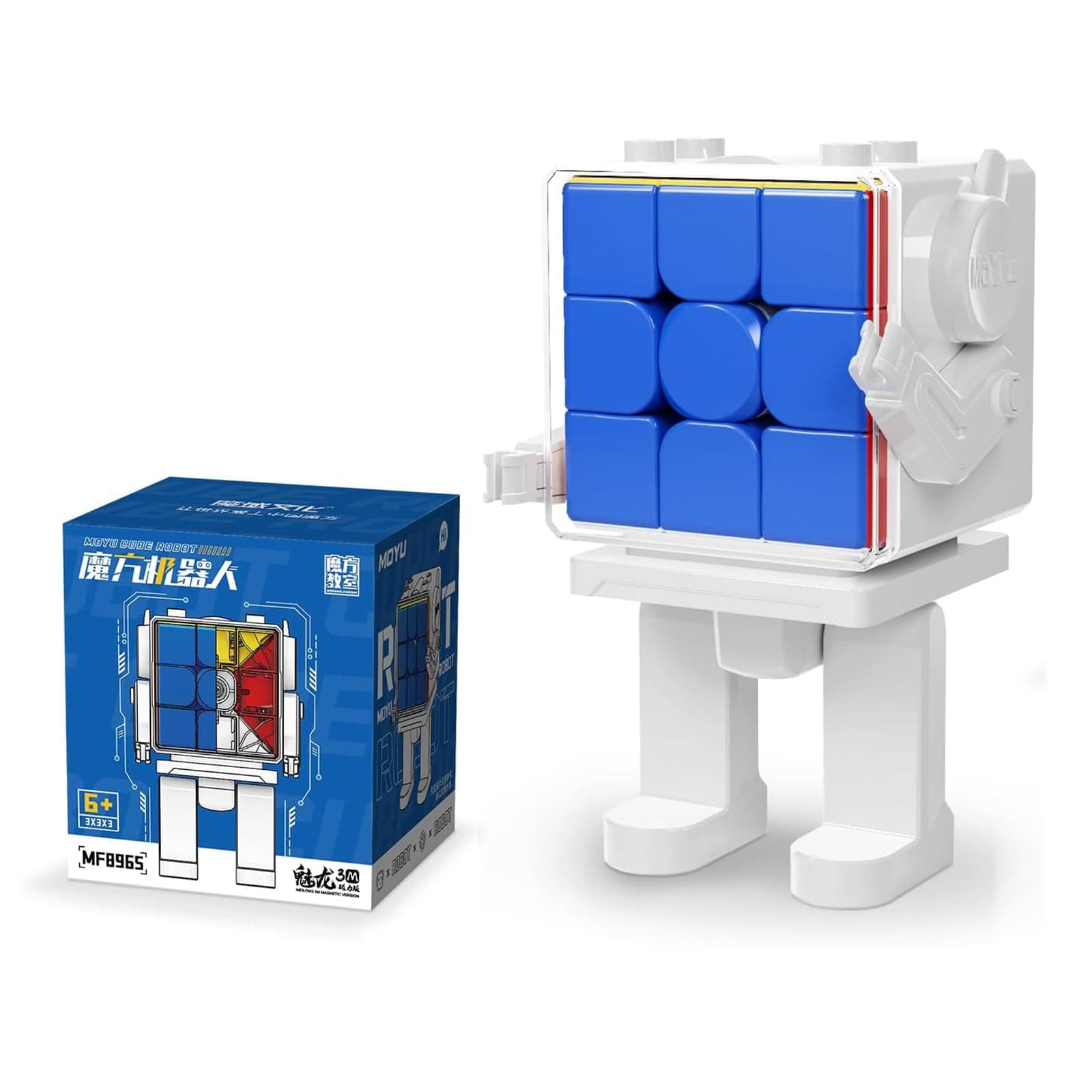 Meilong 3M Magnetic Speed Cube Robot-Shape Display Box, Adjustable Elasticity 3x3 Magnetic Cube with Stickerless Shape Moves Quickly and Smoothly