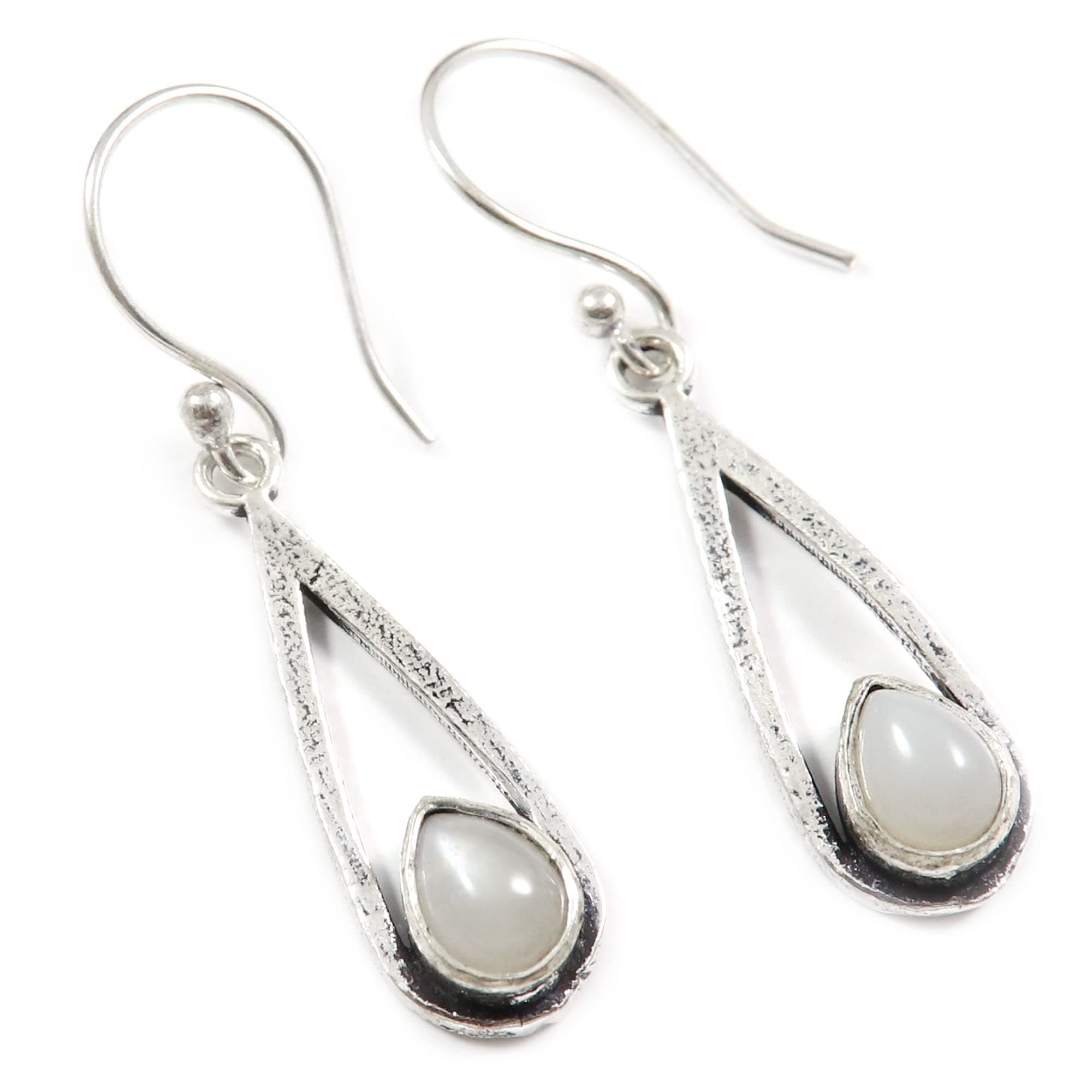 Goyal Crafts Silky Moonstone Natural Gemstone Silver Plated Drop Dangle Earring Jewelry GGTER148D