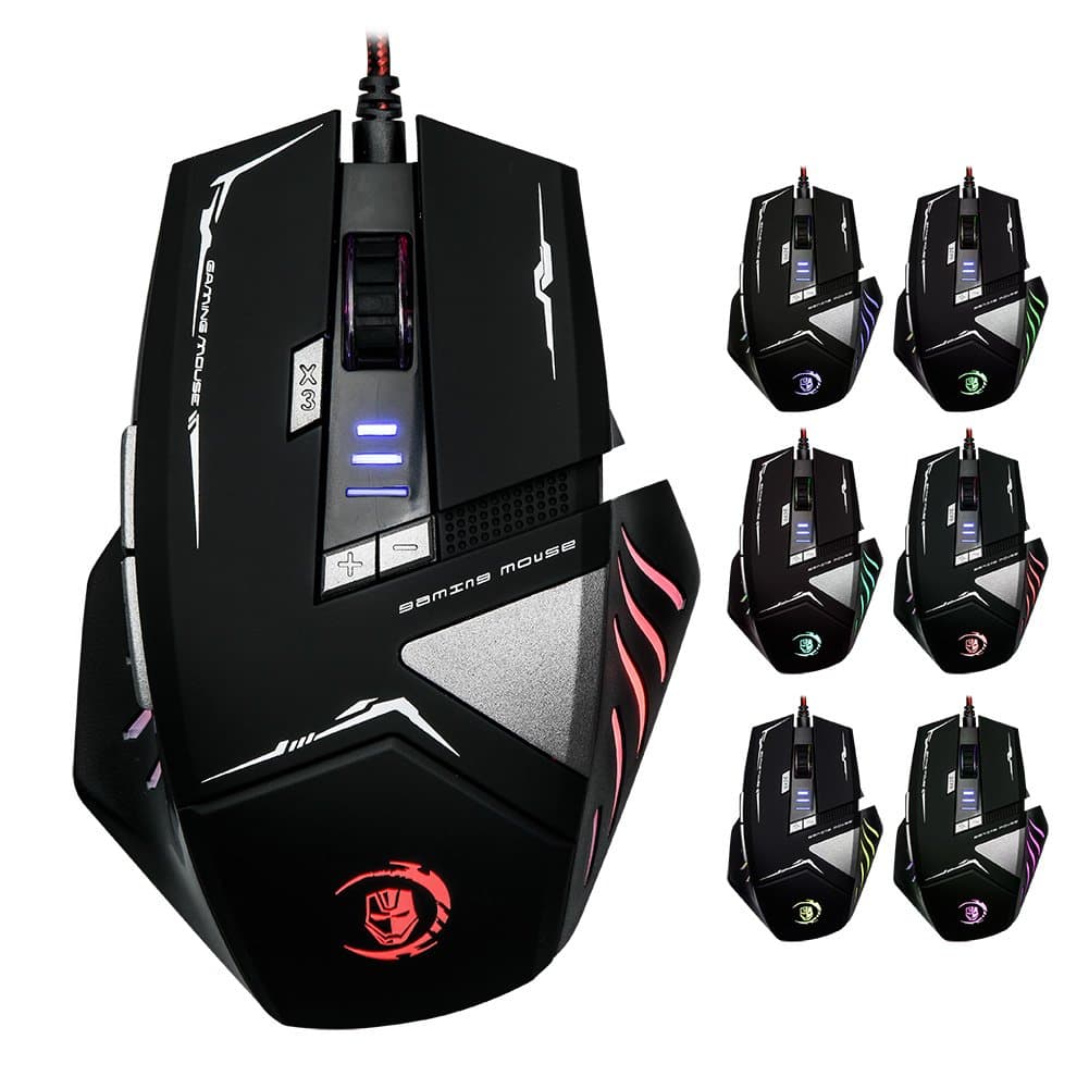 ZODIC Gaming Mouse USB Wired Gaming Mice with 2500DPI Sensor Comfortable Grip Multi Colors LED Lights and 8 Customizable Buttons