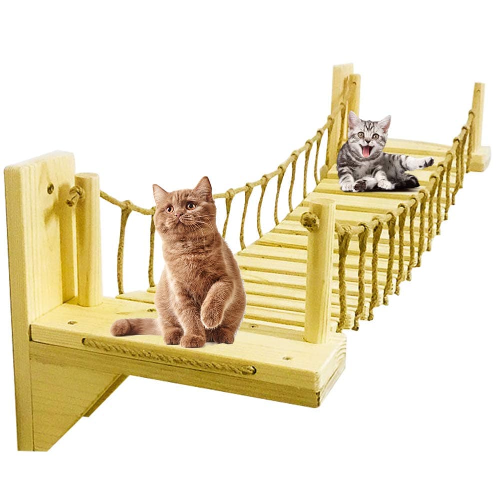 Wooden Wall-Mounted Cat Bridge with 2 Fixed Brackets Cat Perch Cat Mod Cat Condo Kitty Activity Furniture Cat Climber Tree Tower Cat Cloud Shelf Board