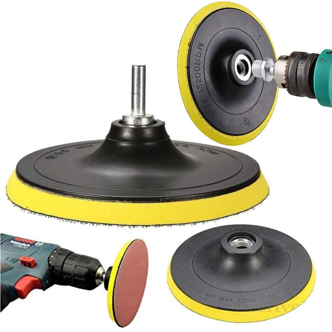 Boseh Recycled Plastic Sanding Disc With Lock Nut And 10 Sandpaper For Grinder/Drill, 5 Inch -Combo Brand Bosch, Multicolor