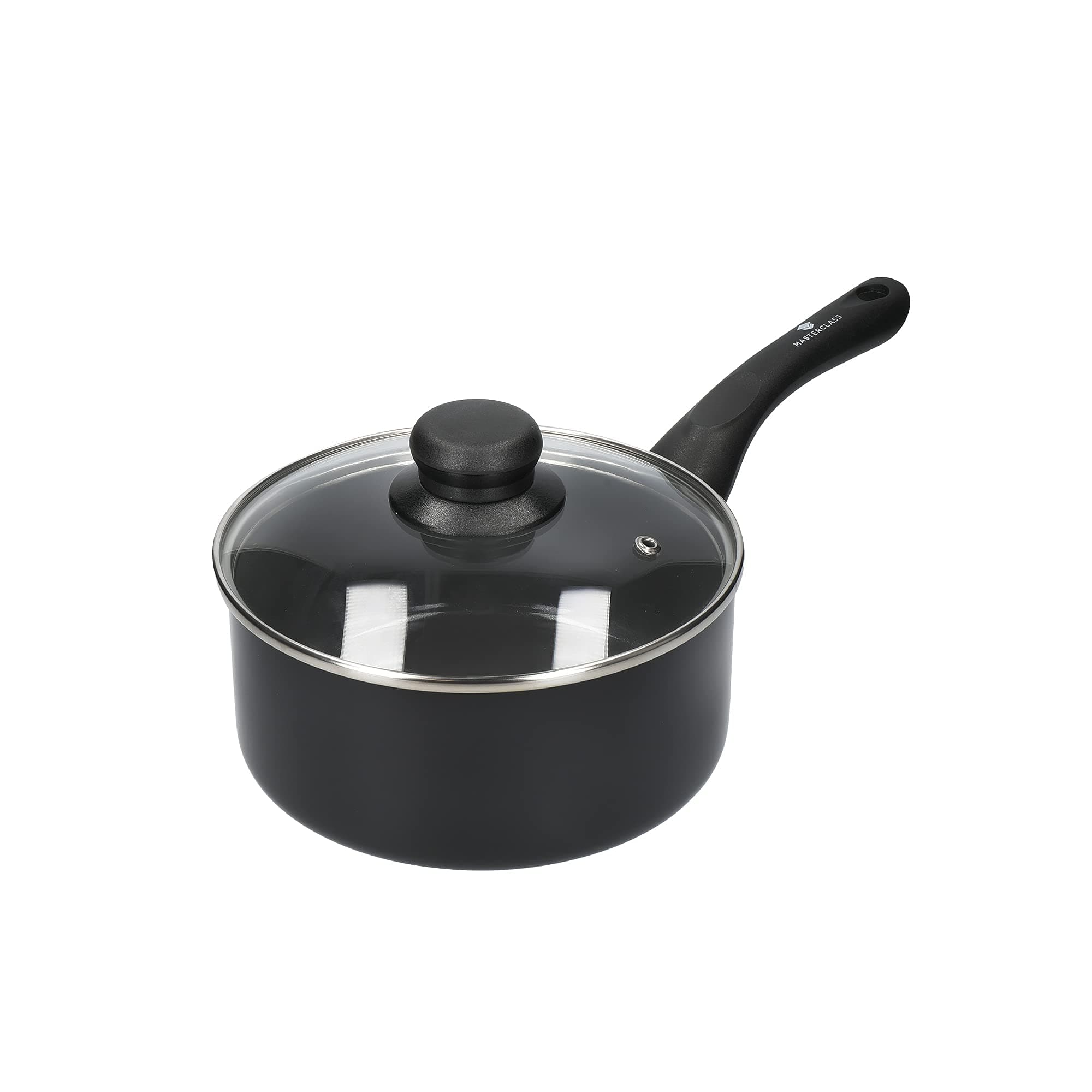MasterClass Can-to-Pan Ceramic Eco Saucepan with PTFE, PFOA and BPA Free Non Stick, Made from 7 % Recycled Aluminium, 18 cm,Black
