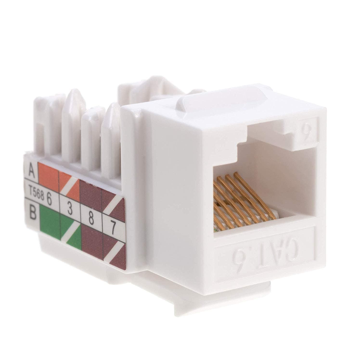 SATMAXIMUM RJ45 CAT6 Keystone Ethernet Wall Jack Punch Down UTP 45-Degree (Easy Termination Than 90-Degree), Slim Profile White (30)