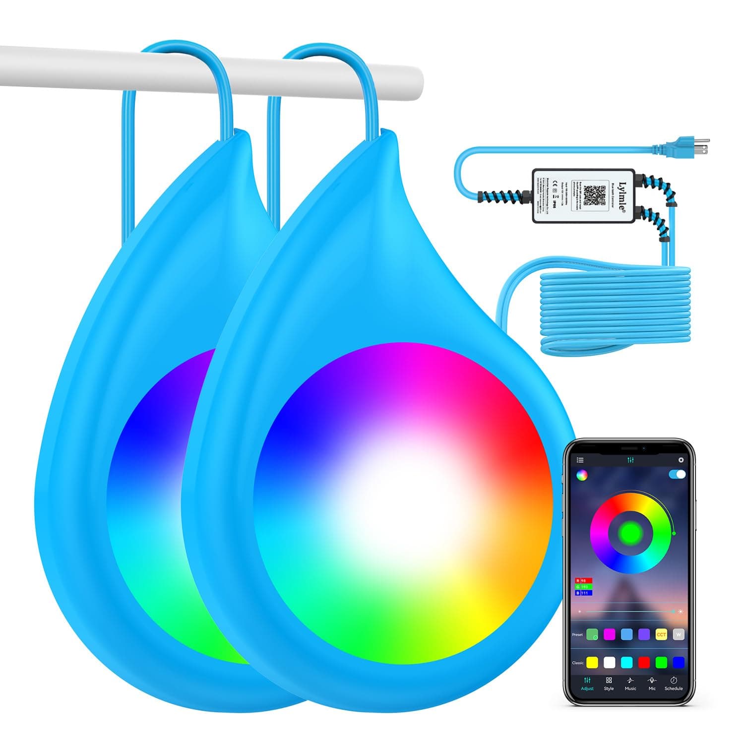 LyLmLe LED Pool Light, 40W Smart Magnetic Pool Lighting with APP Control, 12V Double Lamp with 21ft Cord for Each Light, 1600lm, IP68 Waterproof Nicheless Lights for Inground Aboveground Pools