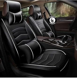 Pegasus Premium PU Leatherite Car Seat Cover for Mahindra XUV 700-7 Seater (Black and Beige) (# Free Neck Pillow (Neckrest))