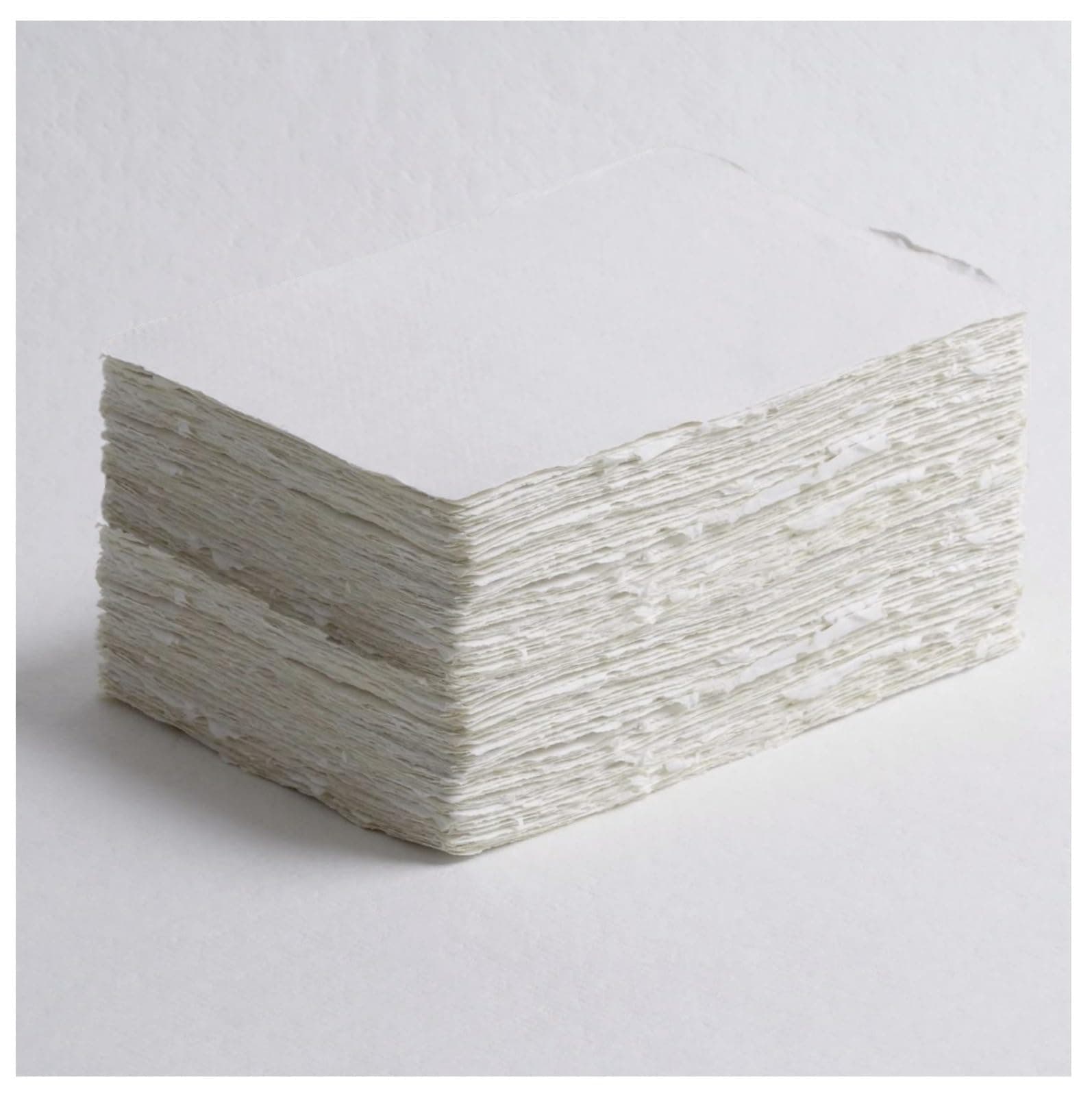 KhpalKar Handmade Deckle Edge Cotton Paper 30 sheets A6 Size 300 GSM White Color 100% Cotton Ecologically for Greetings Cards Invitions Calligraphy Wedding Stationery and Painting (A6 30 Sheets)