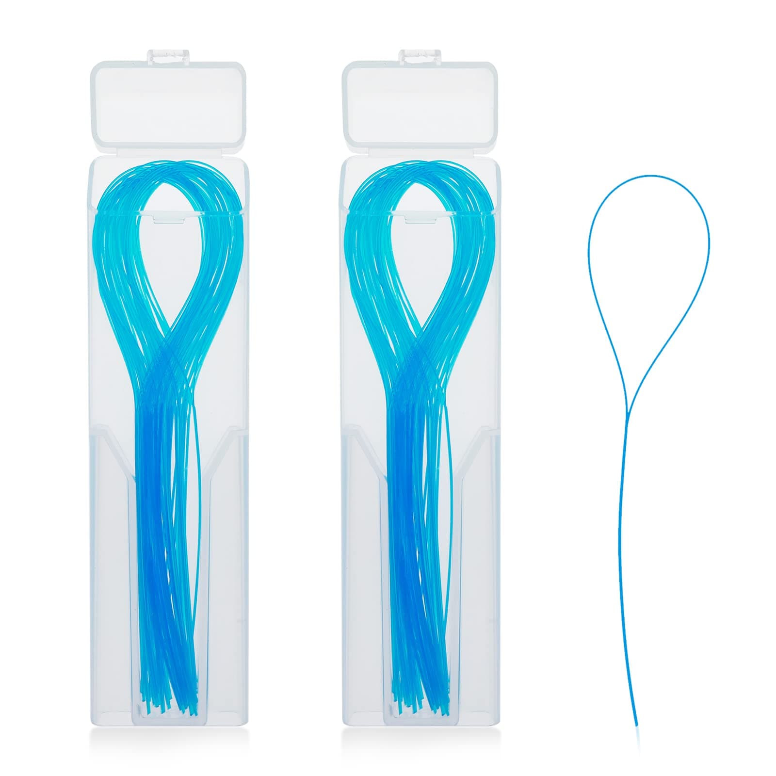 WLLHYF 100 Pcs Floss Threaders Multifunctional Deep Clean Floss for Braces, Bridges, and Implants Dental Threader (Blue)