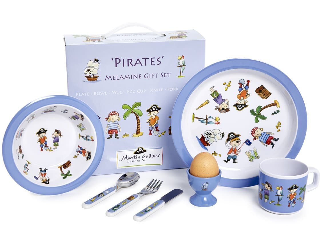 Martin Gulliver Designs Pirates Melamine Gift Set, Multi-Colour, 23 x 23 x 7 cm