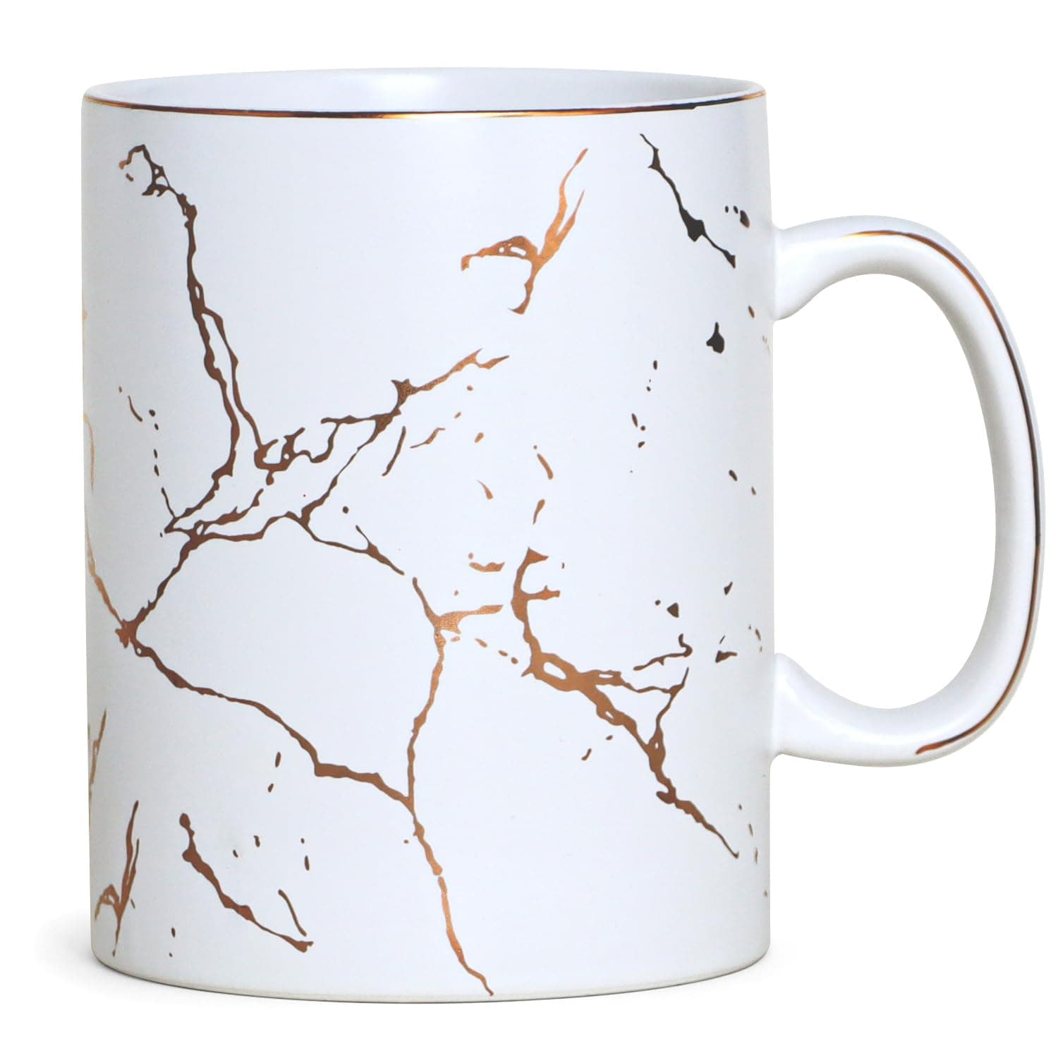Harebe 24 OZ Extra Large Golden White Marble Ceramic Coffee Mug with Handle,Oevrsized Hot Tall Latte Mugs,Dishwasher Safe Big Capacity Mug for Men Women
