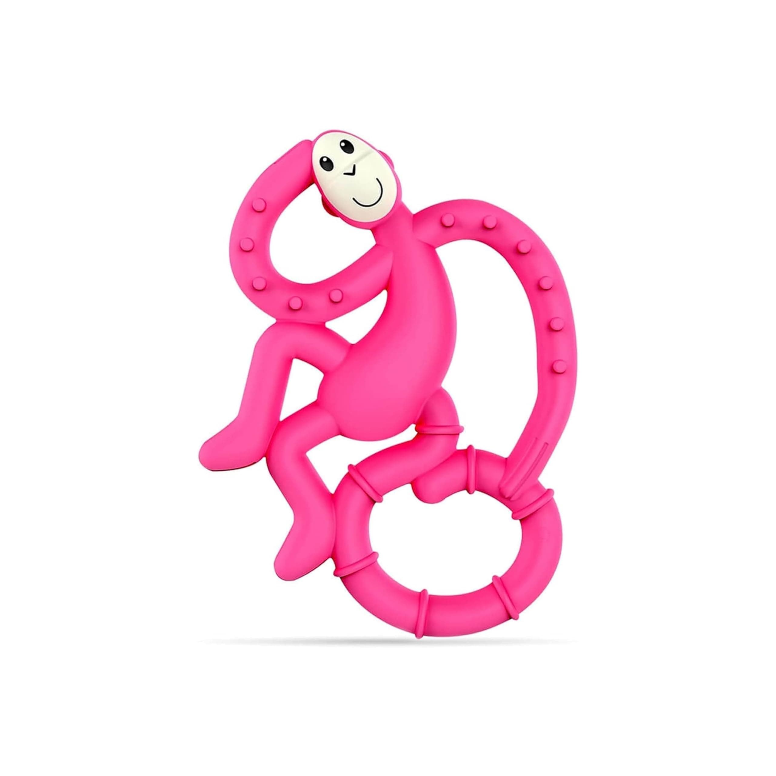 Matchstick Monkey, Antimicrobial Silicone Teether, Easy To Grip, BPA Free, 3 Months Old+, 10 cm, Pink Mini Monkey