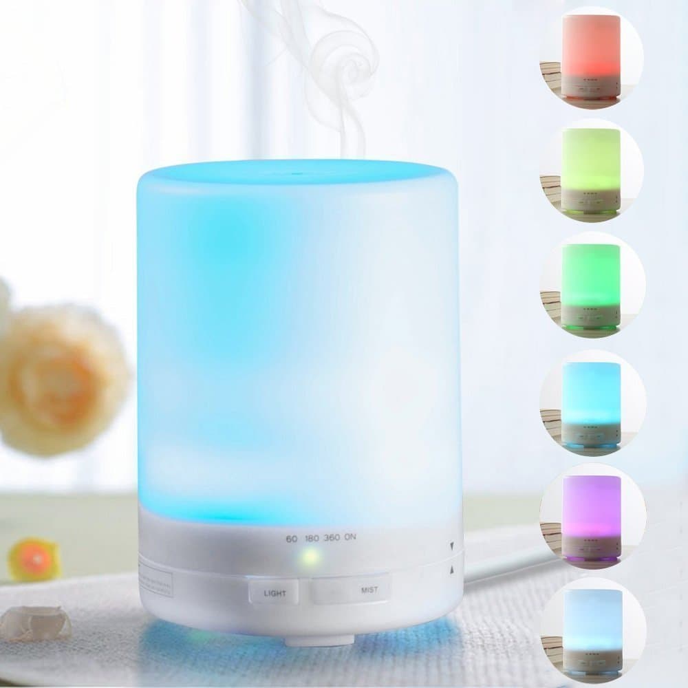 JGmax 300ml Aromatherapy Essential Oil Diffuser, Coll Mist Ultrasonic Aroma Humidifier for Bedroom Study Yoga Spa Office Hotel, Ionizer with 4 Timer Settings & 7 Color Changing Lights