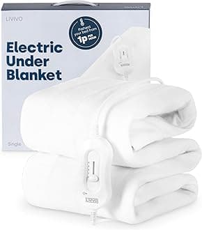 LIVIVO Electric Blanket Single Size - Heated Blanket with 3 Heat Levels, Quick Heat-Up, Detachable Control, Overheat Safety System - Electric Underblanket, Heated Mattress Topper, White, 135x65cm