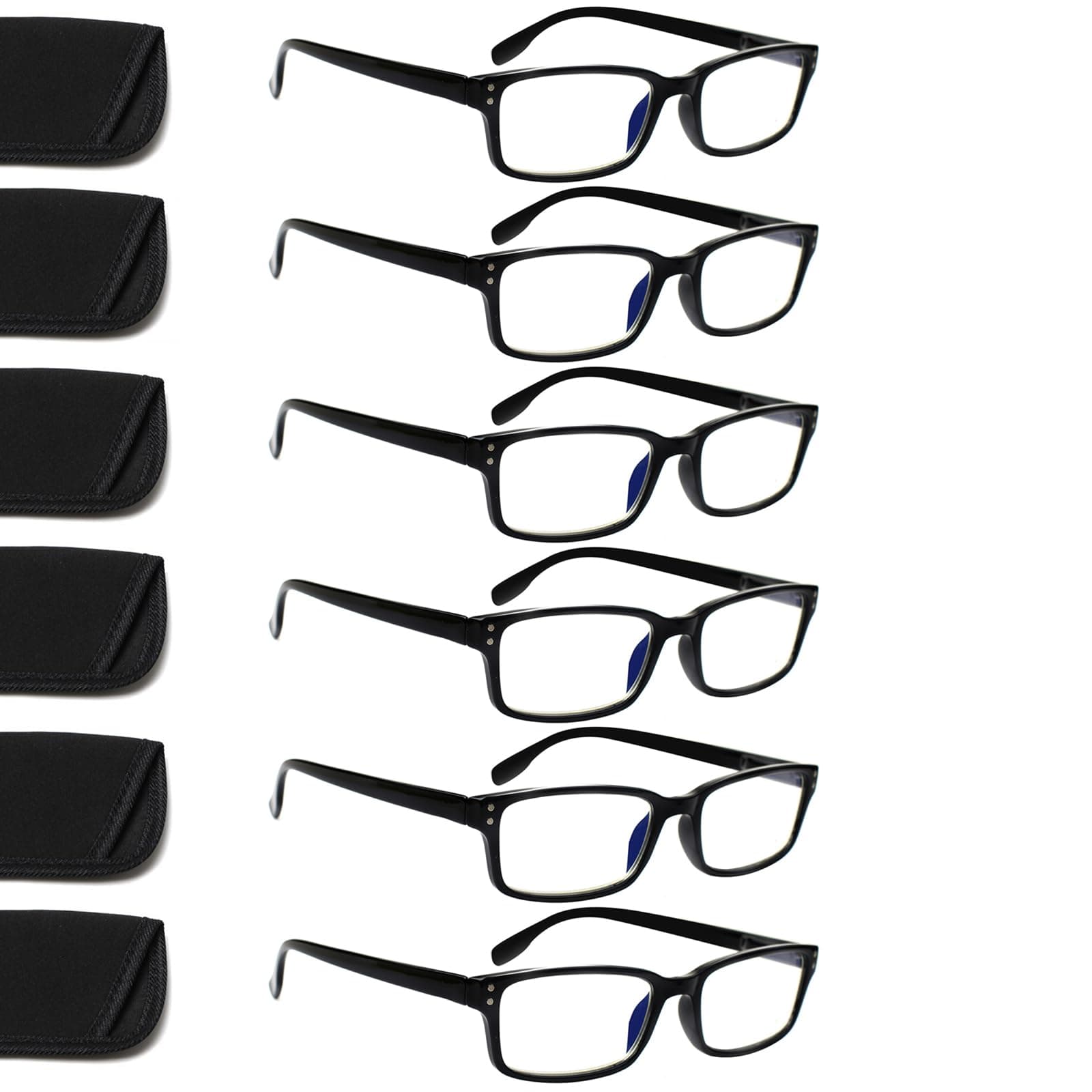 6-Pack Reading Glasses Blue Light Blocking,Spring Hinge Readers for Men Women,Computer Eyeglasses