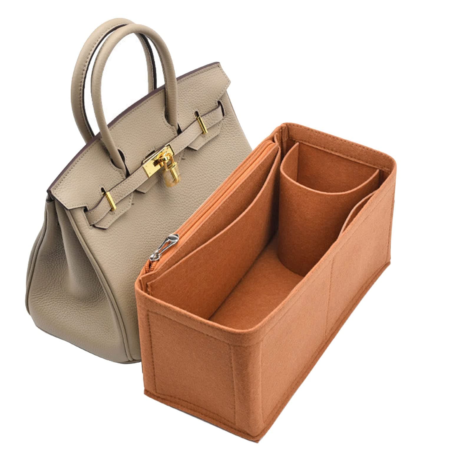 Lckaey Purse Organizer insert for birkin bag insert 25 30 35 organizer 1099camel-S