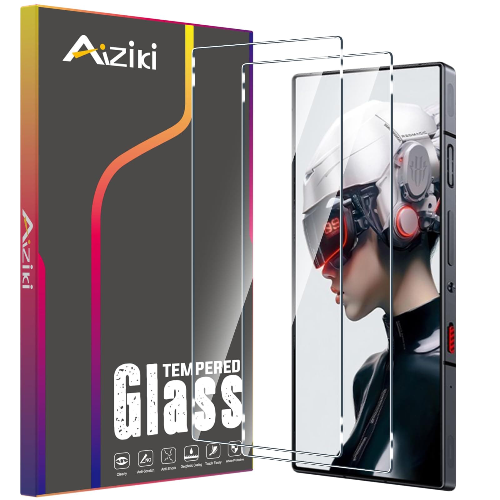 (2 Pack Designed for Red Magic 9 Pro Screen Protector Tempered Glass, Ultra Resistant, Scratch-Resistant, Bubble Free for Red Magic 9 Pro/9 Pro+ Screen Protector, Case Friendly