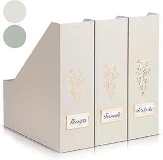 Beautiful Magazine Holder Set Of 3 - Sturdy File Holder to Organize Your Desk Or Shelves - The Perfect Office Storage to Effortlessly Organize Your Paperwork/Files, Magazines, Books Or Binders