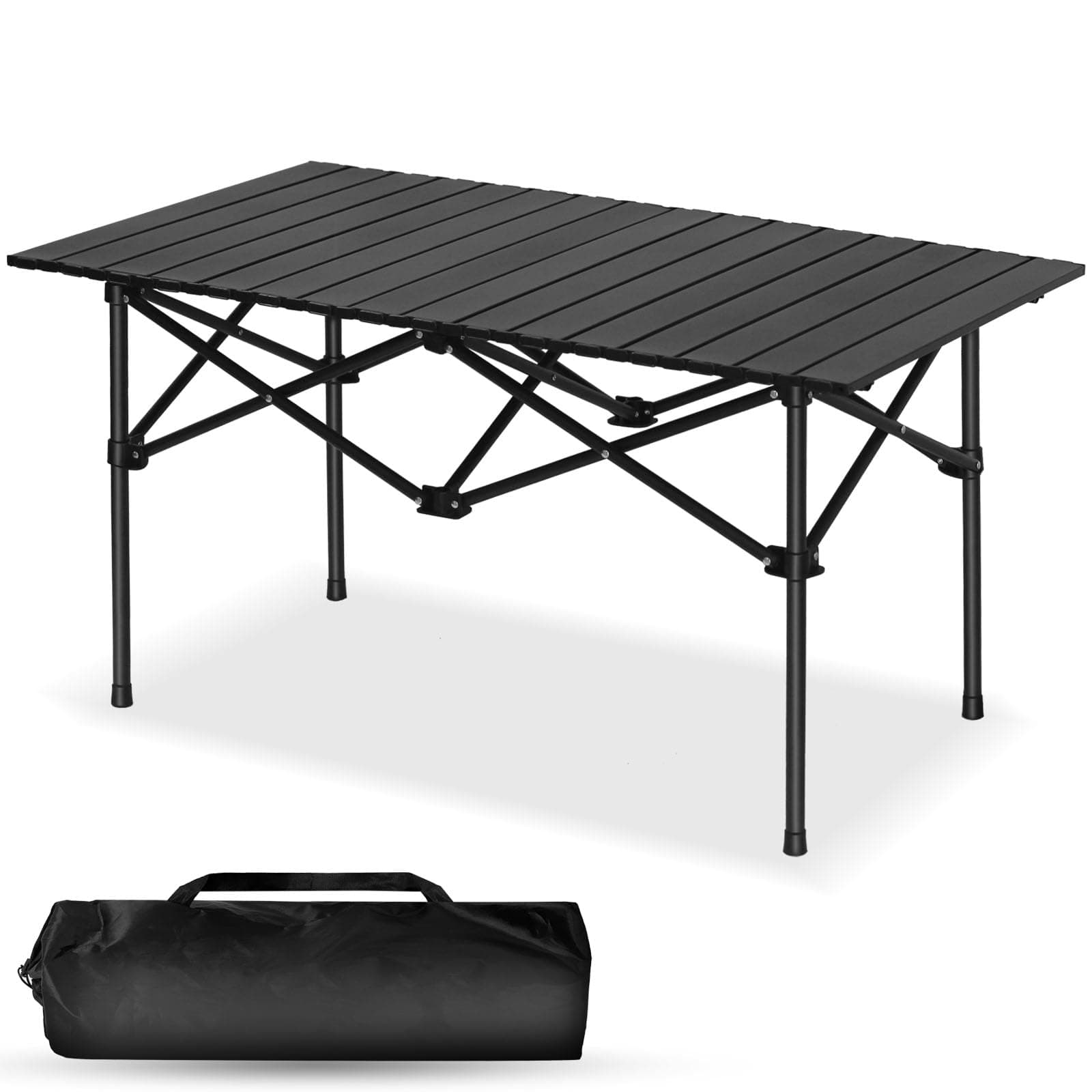 Outdoor Camping Folding Table,Lightweight Folding Table with Aluminum Table Top and Carry Bag, Easy to Carry, Perfect for Outdoor, Picnic, Cooking, Beach, Hiking, Fishing(95×57×50cm)
