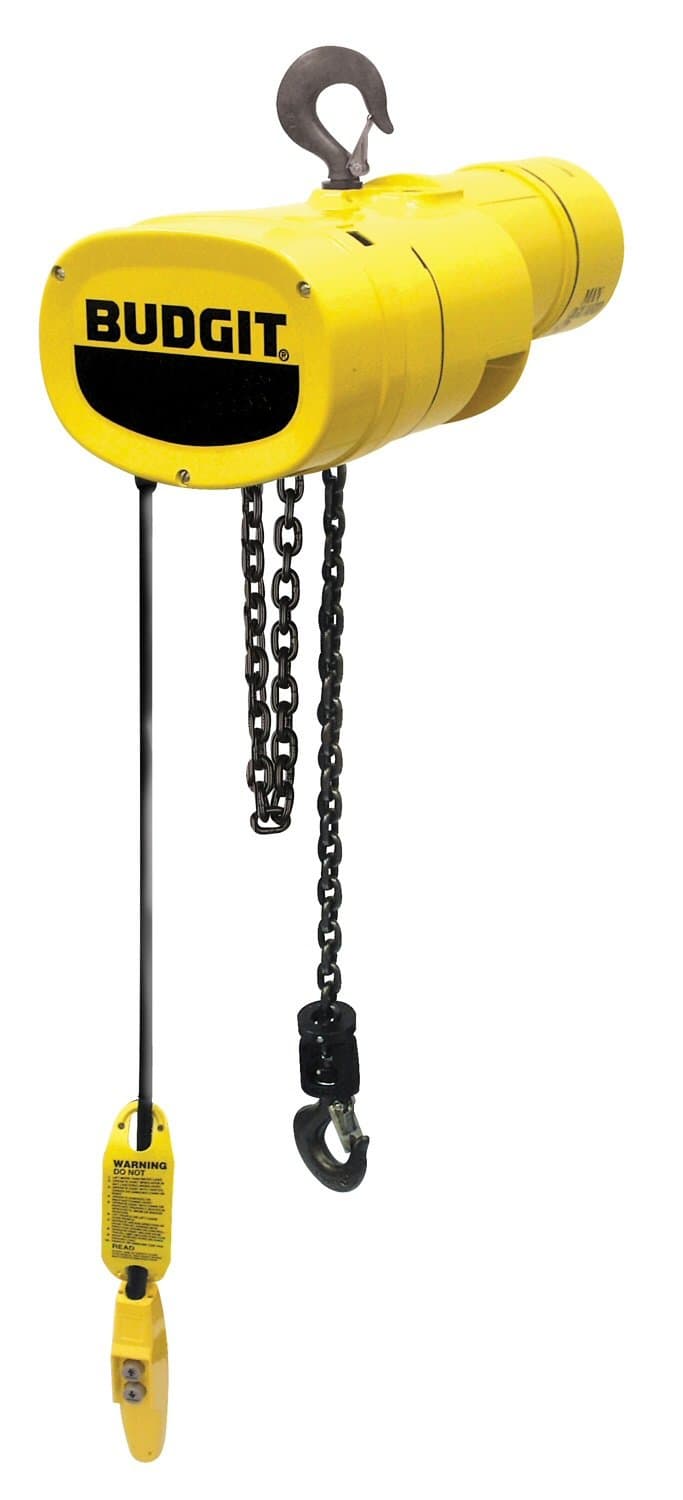 Manguard BEHC0208 Electric Chain Hoist, Three Phase, Hook Mount, 2 Ton Capacity, 28' Lift, 8 fpm Max Lift Speed, 1 HP, 23" Headroom, 1-3/8" Hook Opening, 230/460V