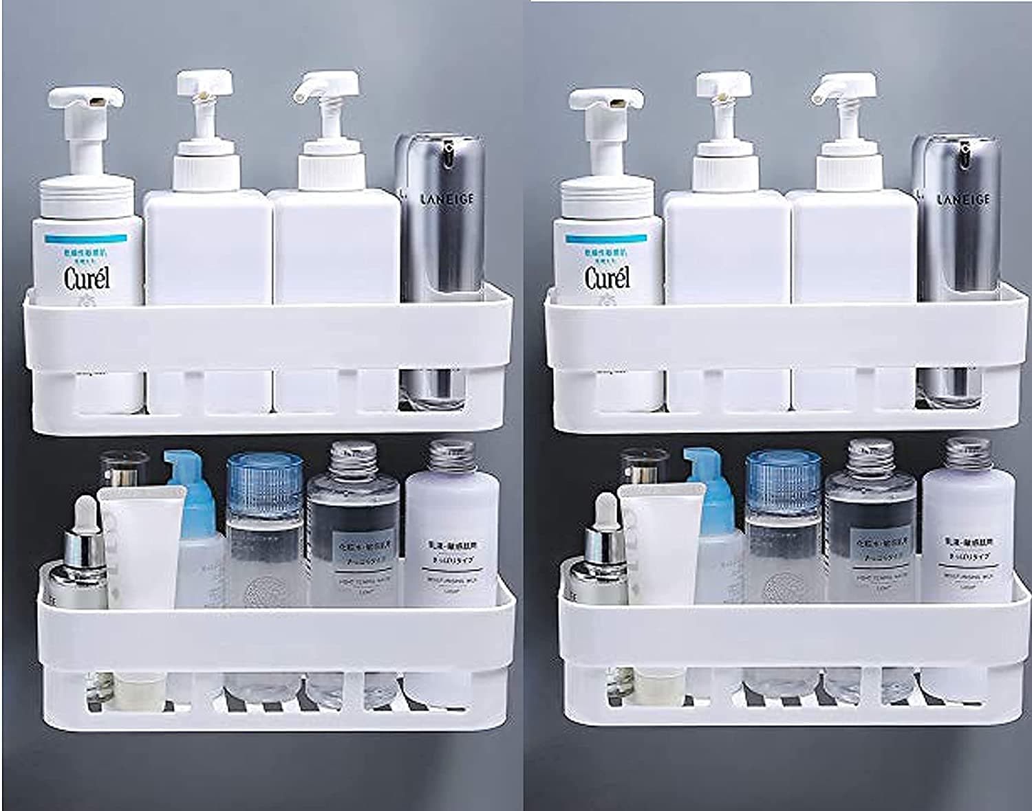 AASTIK SALES Kitchen Bathroom Shelf Wall Mounted Multipurpose No Drill Storage Rack Super Adhesive Bathroom Shower Organiser Rack Shelves (2), Plastic