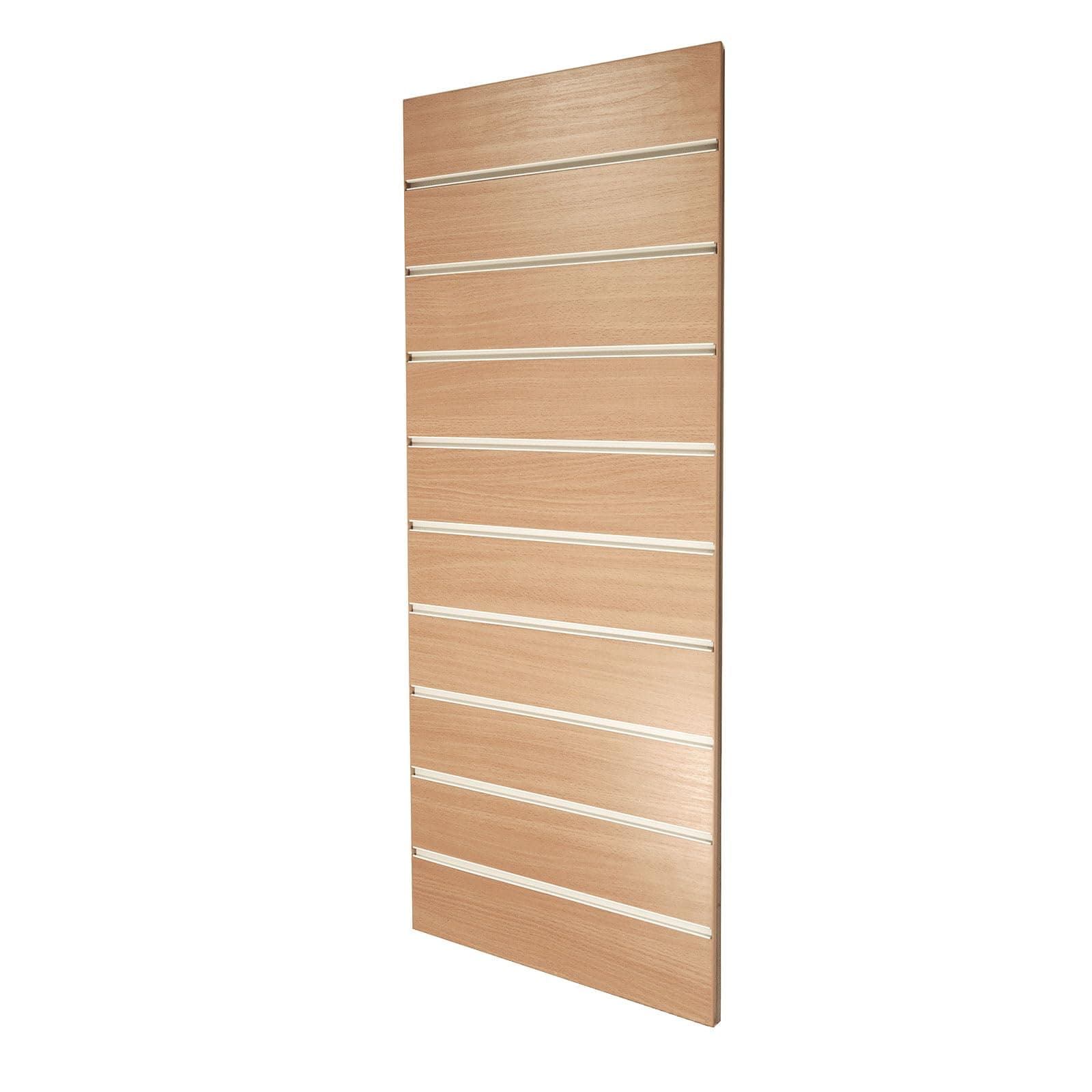 Display Stands SMALL SLAT WALL PORTRAIT PANEL IN BEECH WITH CREAM INSERTS FOR KITCHEN GARAGE SHOP (D17/BEECH)