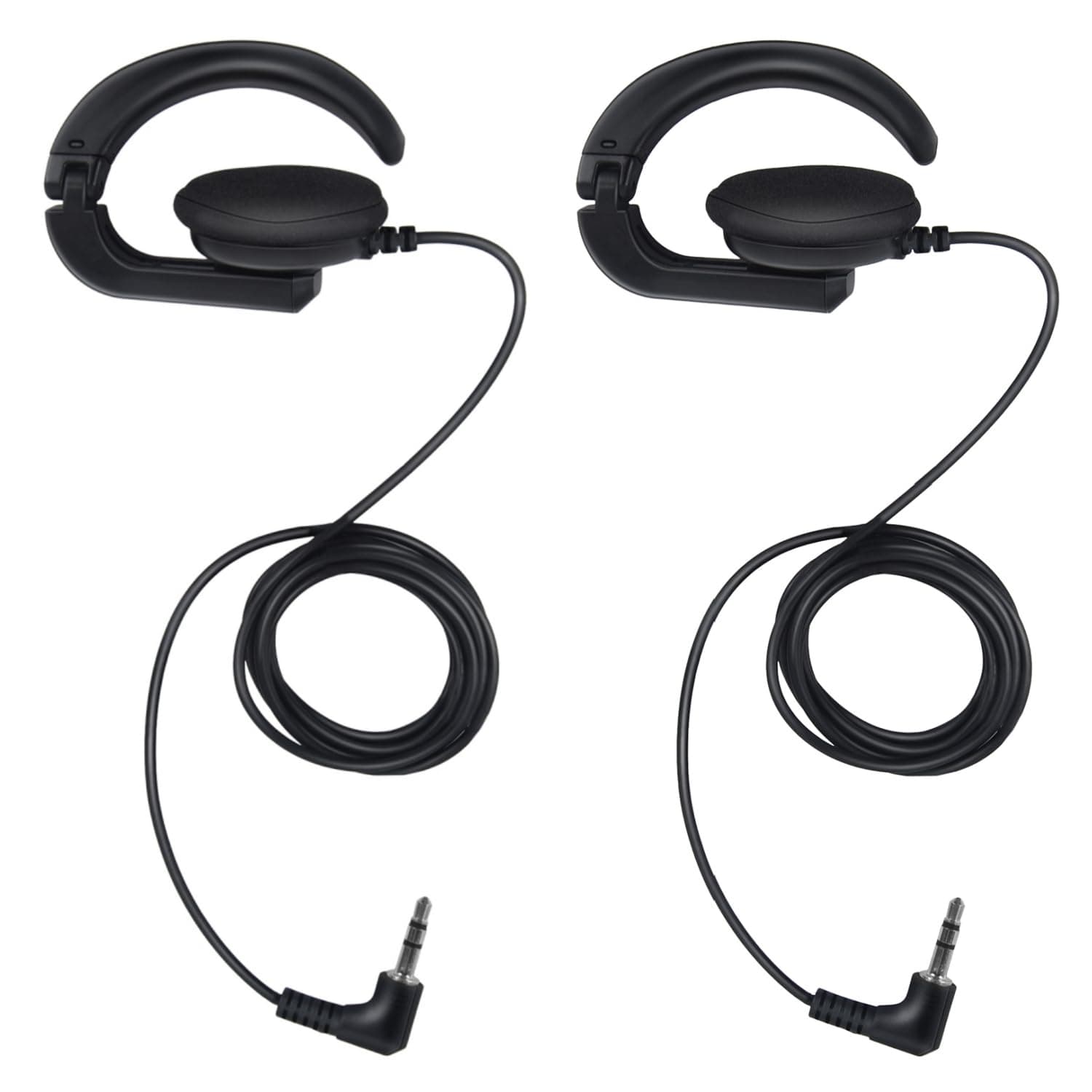 Pdflie 3.5mm Wired Headset Right Left Side On Over Ear Earhook Ear-Clip C Shape Earphone Headphone Receiver Compatible for EXD-101 ATG-100T Tour Guide Radios Podcast Laptop MP3 (2Pack)
