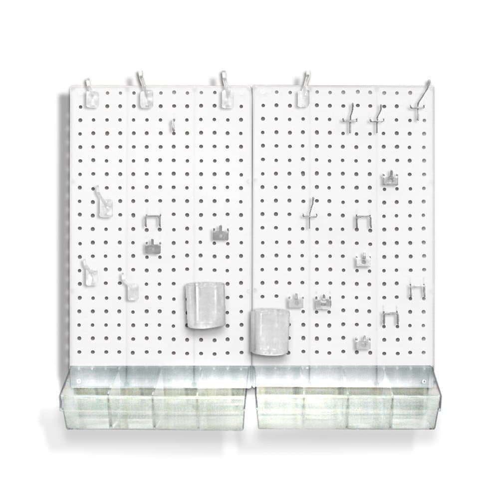 70 Piece Pegboard Organizer Kit in White Including Pegboard Panels