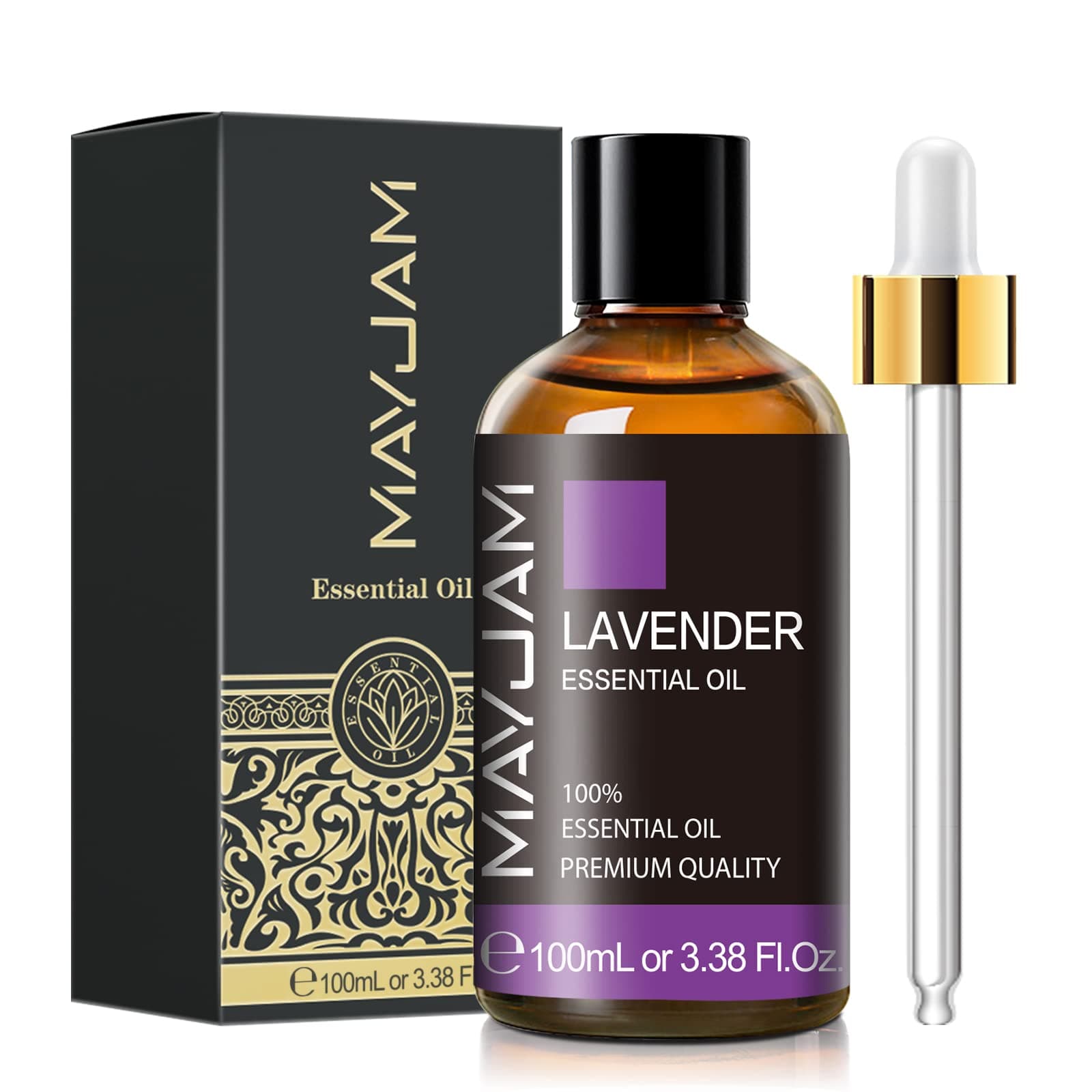 Lavender Essential Oil 100ML, MAYJAM Pure Essential Oils for Diffusers, Massage, Lavender Oil for Soap Candle Making, Huge 3.38FL.OZ Bottle