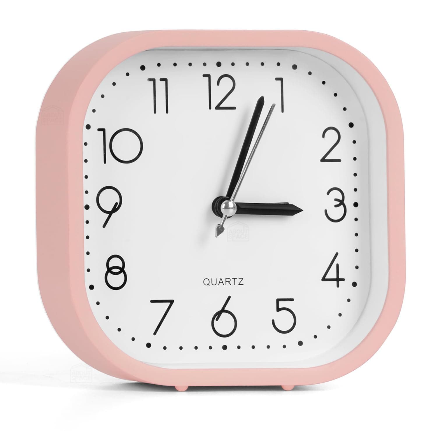 - ABOUT SPACE Alarm Clock - Analog Clock, Alarm Clock for Heavy Sleepers - Battery Powered Table Clock for Study Table Home Office Students Bedroom - Pink (Battery Not Included) - PVC, 5.12 X 1.5 Inch