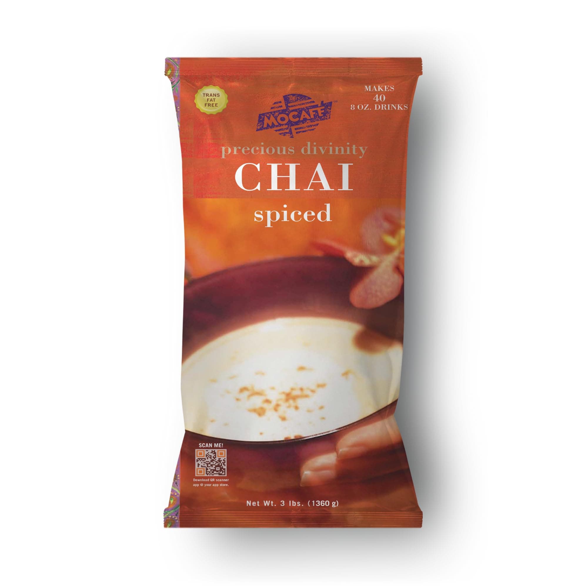 Precious Divinity Spiced Chai Tea Mix, 3-Pound Bag Instant Frappe Mix, Coffee House Style Blended Drink Used in Coffee Shops