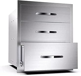 Outdoor Kitchen Drawer BBQ Drawer Outdoor Kitchen Access Drawers Horizontal- Stainless Steel Double Drawers for Outdoor Kitchen Grilling Station Or BBQ Island,16Wx23Dx21H