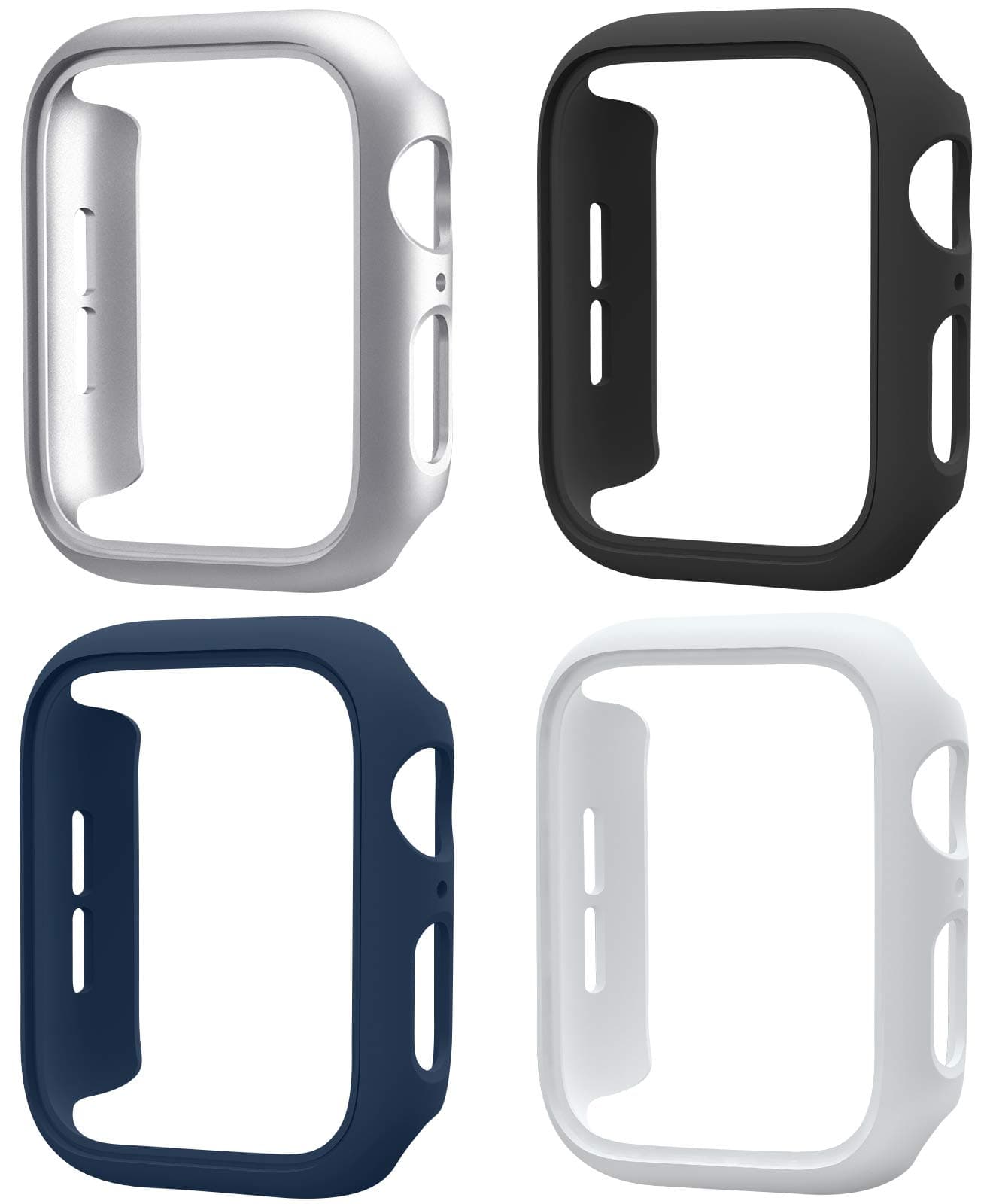 Mugust4 Pack Compatible for Apple Watch Case 42mm [NO Screen Protector] Series 3 2 1, Hard PC Bumper Case Protective Cover Frame Compatible for iWatch 42mm, Silver/White/Black/Navy Blue