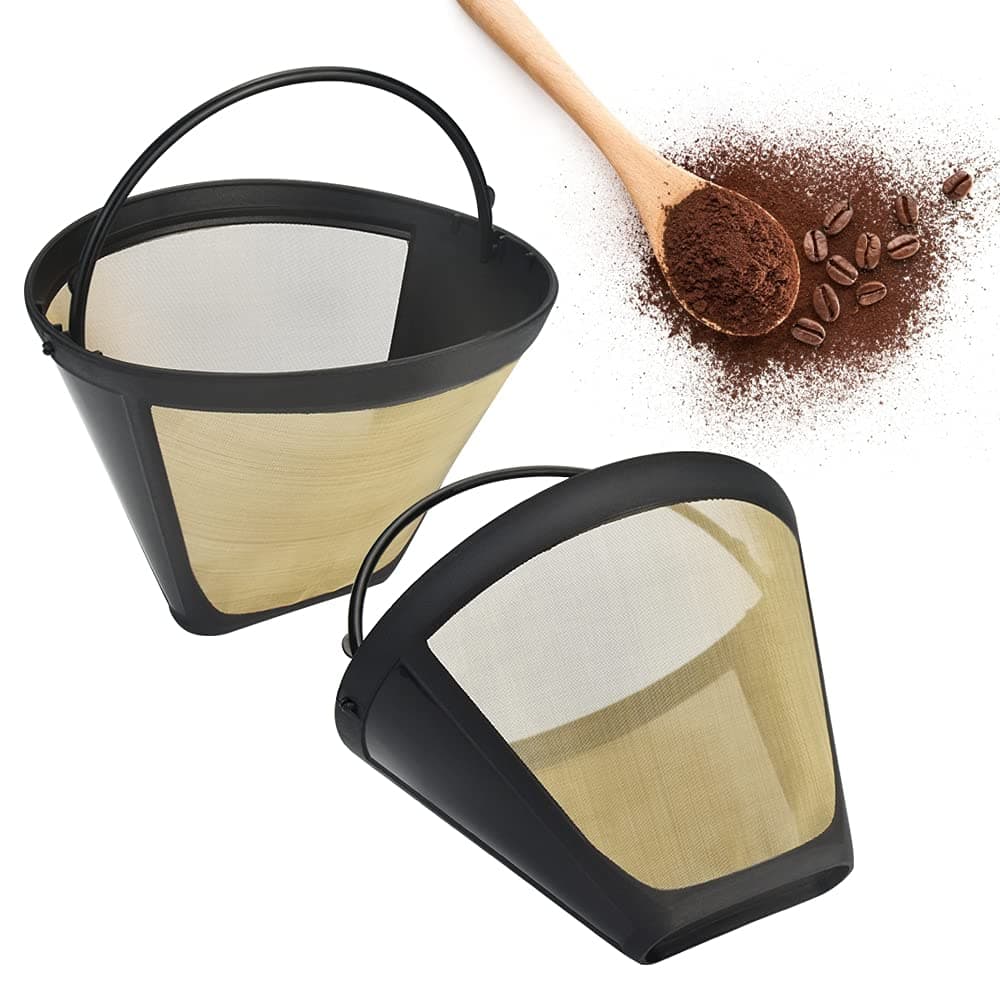 2 Pcs Coffee Filter Universal Permanent Coffee Filters Reusable Coffee Mesh Basket Cup Coffee Dripper Pour Over Coffee Filter Gold Tone Filter