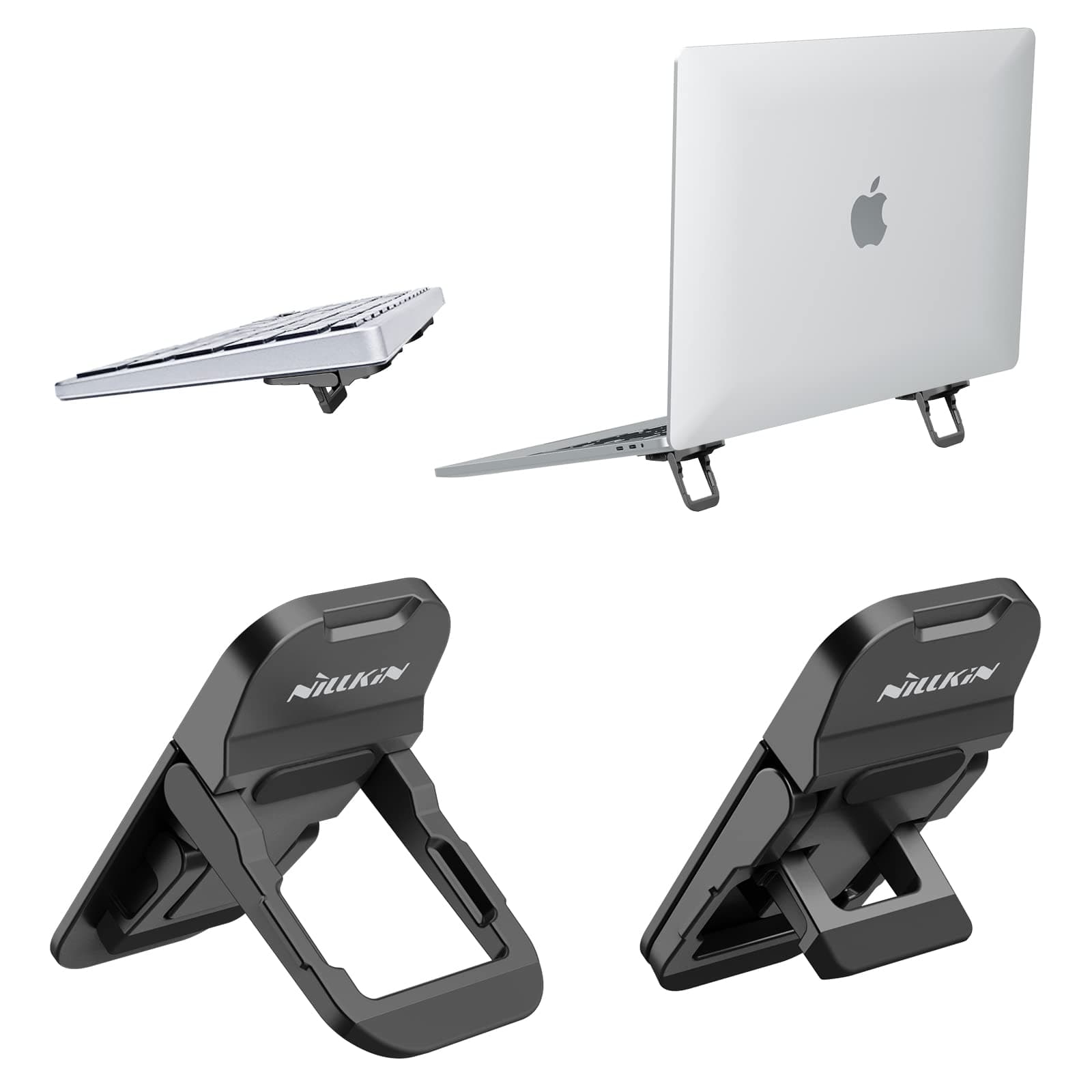 Nillkin Portable Laptop Stand Keyboard Riser Adjustable Angle, 2PCS Invisible Computer Kickstand Foldable, Ergonomic Laptop Desk Stand for MacBook Pro/Air, Lenovo,10-17 Inches Tablet&Laptop, Black